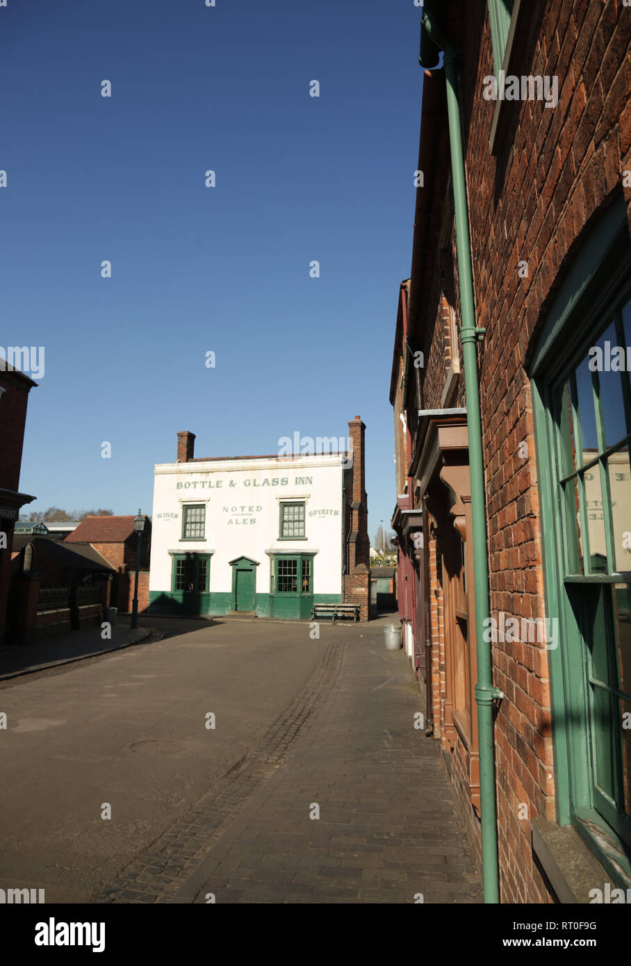 A street scene showing the Bottle and glass pub at the Black country