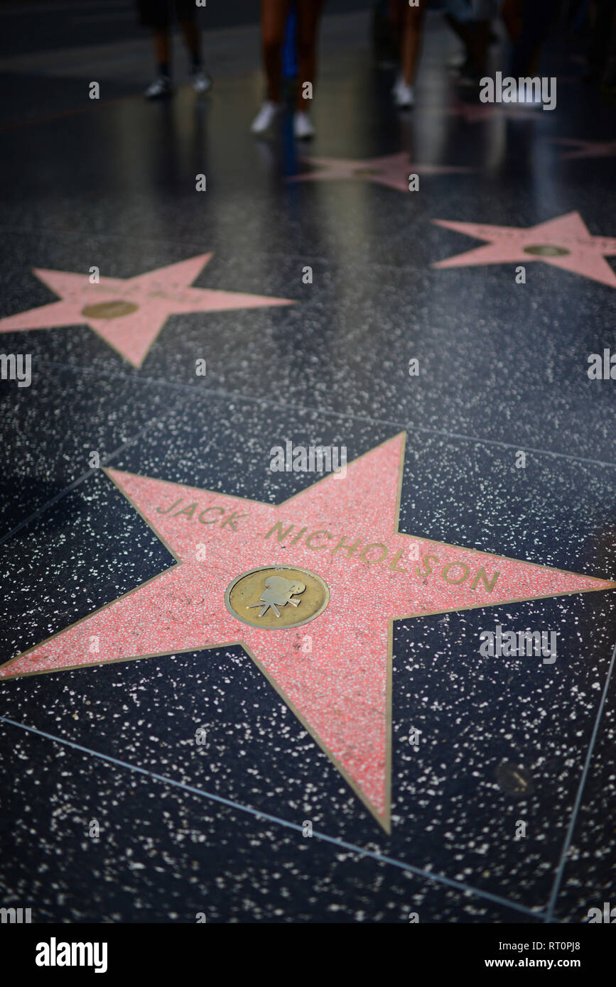 Jack Nicholson´s star on the Hollywood Walk of Fame, Los Angeles, California. Stock Photo