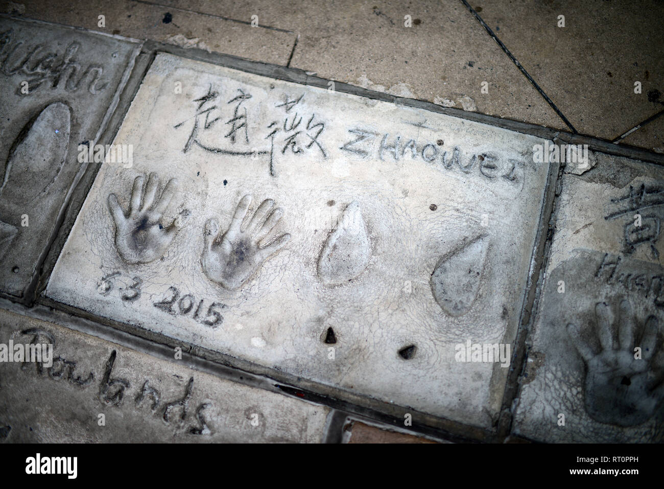 Prints in Grauman's Chinese Theatre, Hollywood Boulevard. Stock Photo