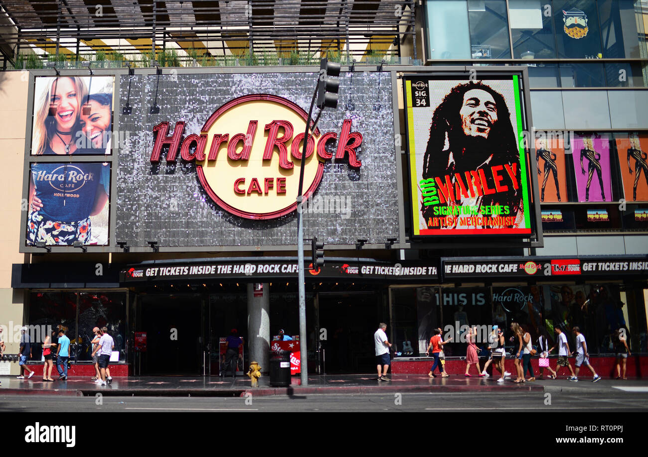 Hard Rock Cafe at Hollywood Boulevard in Los Angeles, California. Stock Photo