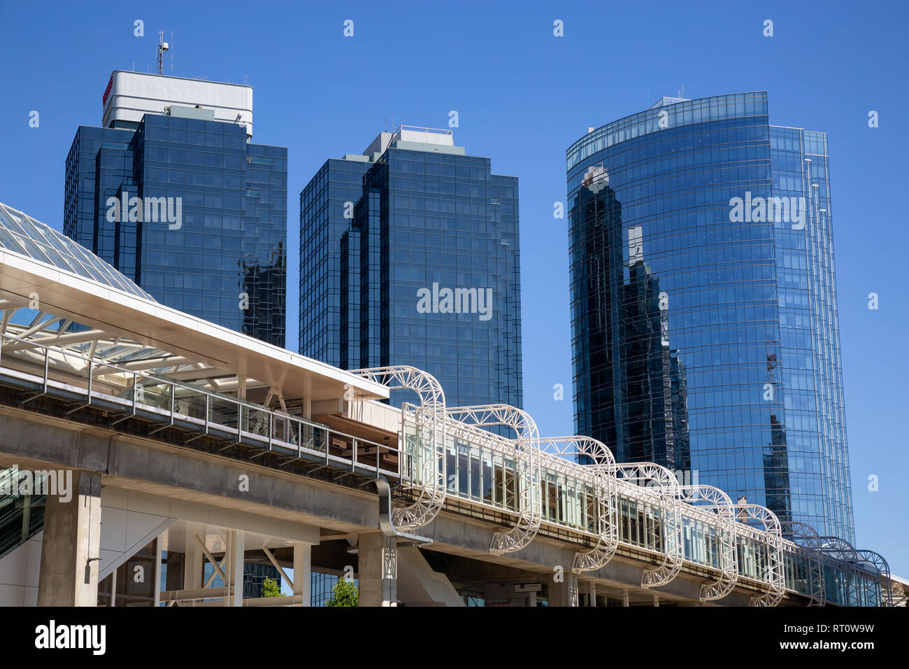 Burnaby, Greater Vancouver, BC, Canada -  July 12, 2018: Metrotown Skytrain Station during a sunny summer day. Stock Photo