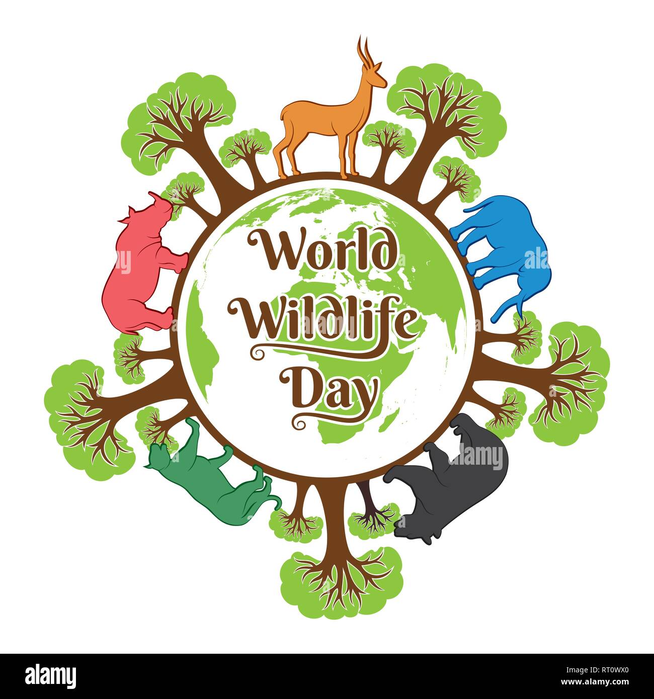 world wildlife day banner design, animal in forest design by brush stroke  concept Stock Vector Image & Art - Alamy
