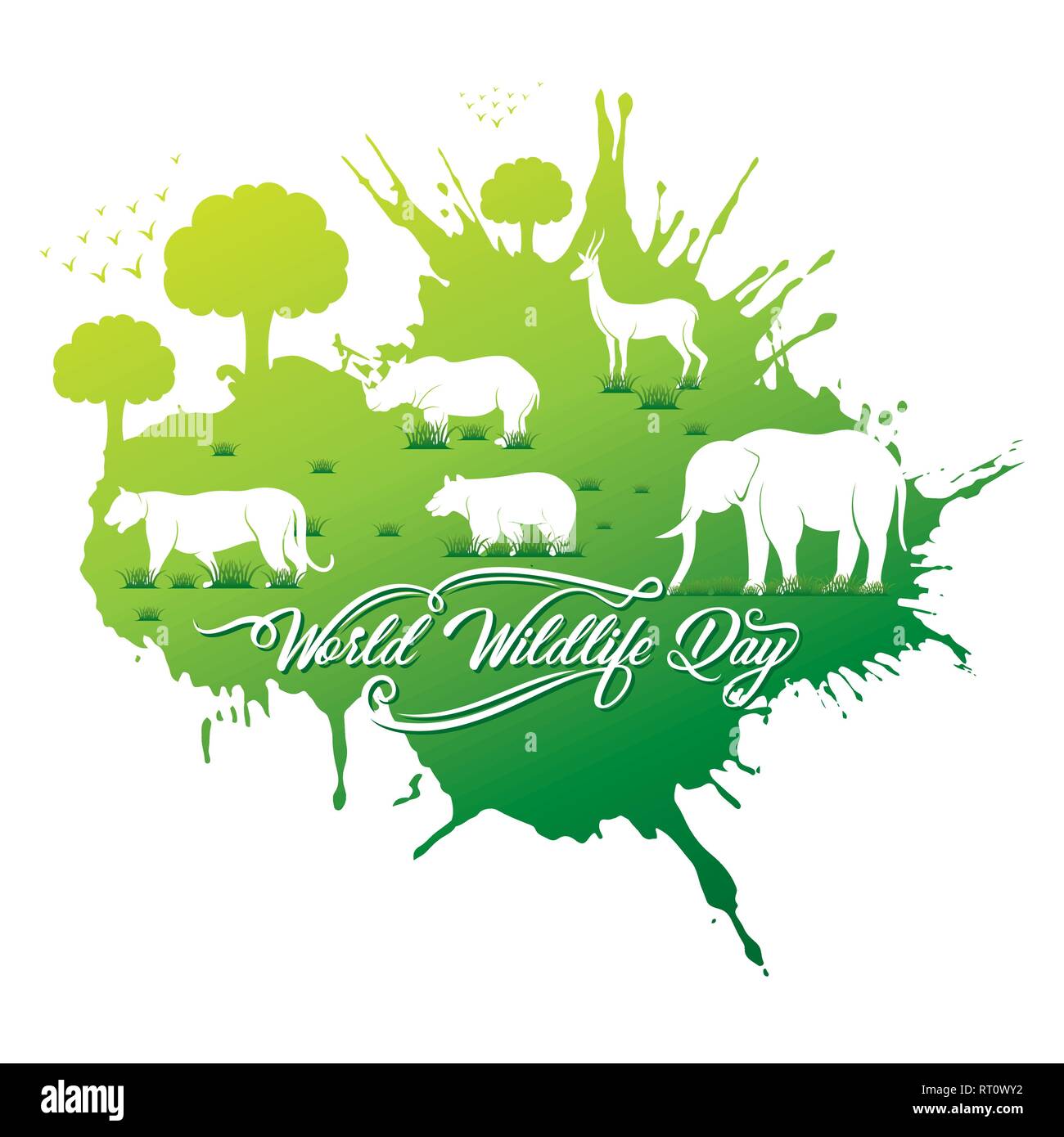 World Wildlife Day Banner Design Animal In Forest Design By Brush