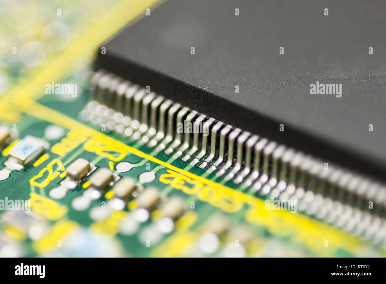 microchips and circuits on a board Stock Photo - Alamy