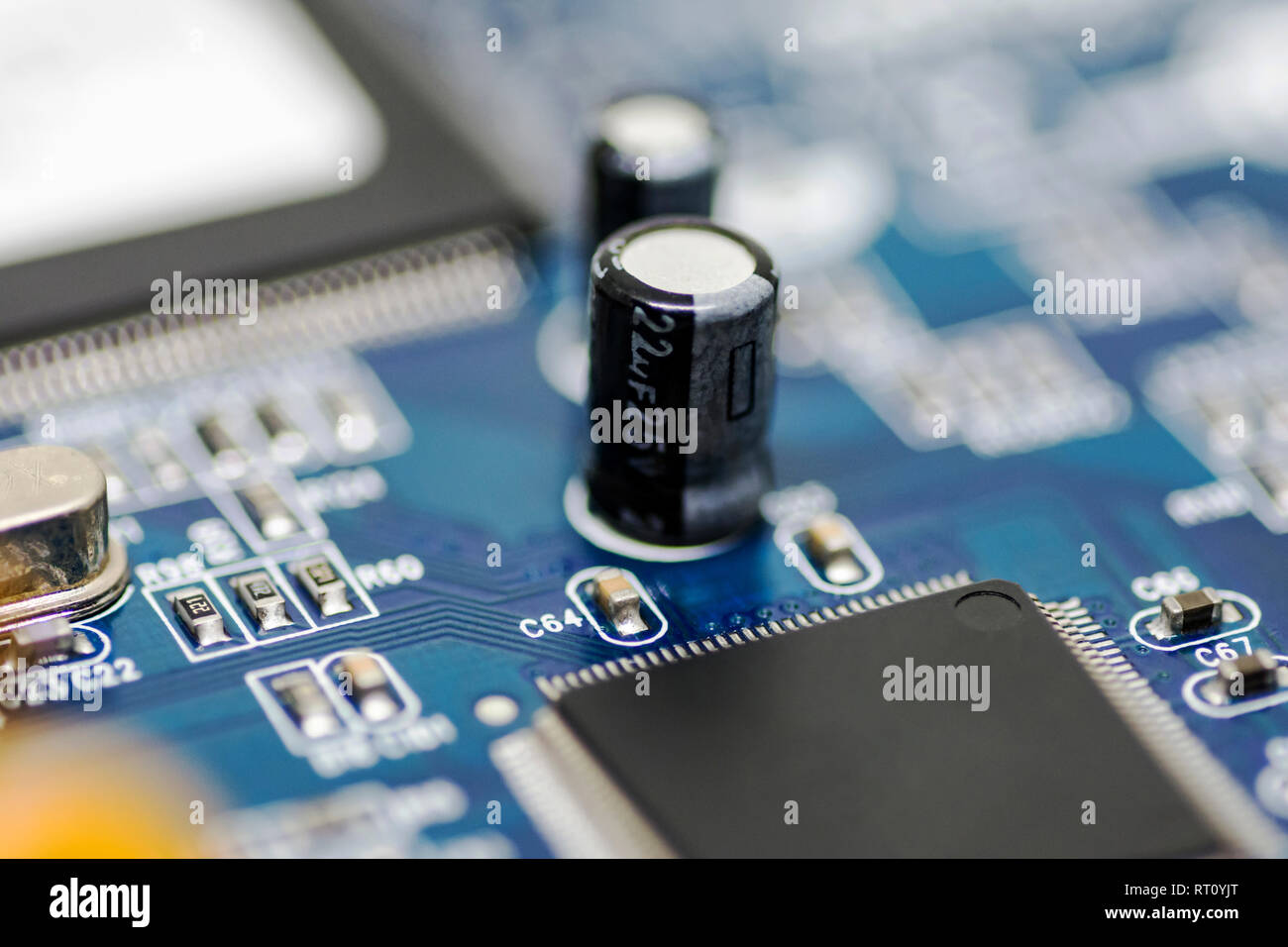 microchips and circuits on a board Stock Photo - Alamy