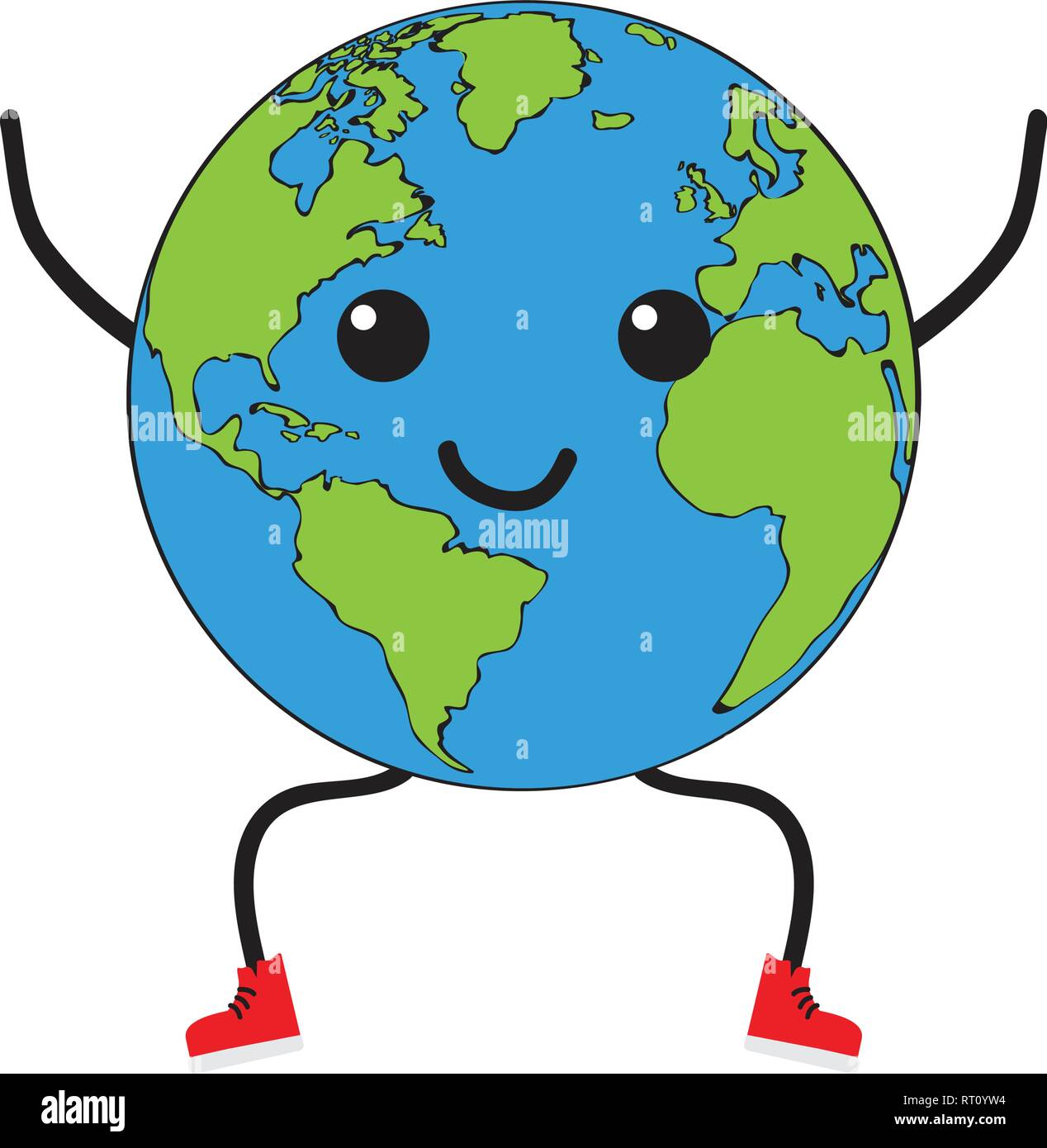 Happy earth planet cartoon Stock Vector Image & Art - Alamy