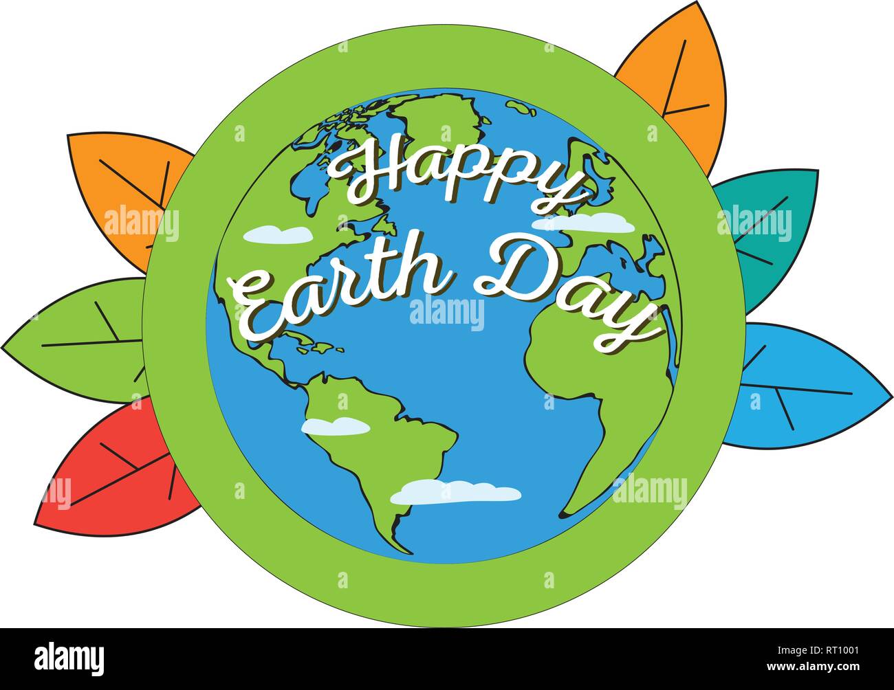 Earth day label with leaves and planet Stock Vector Image & Art - Alamy
