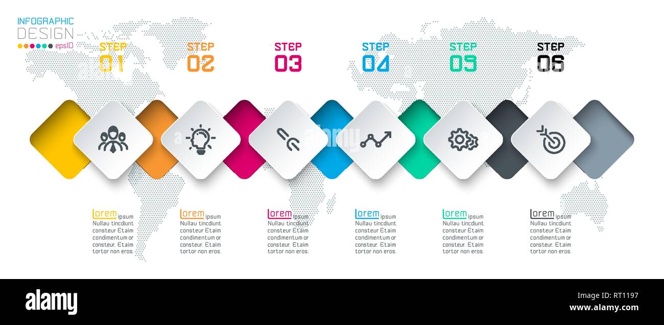 Square label infographic with 6 steps Stock Vector Image & Art Alamy