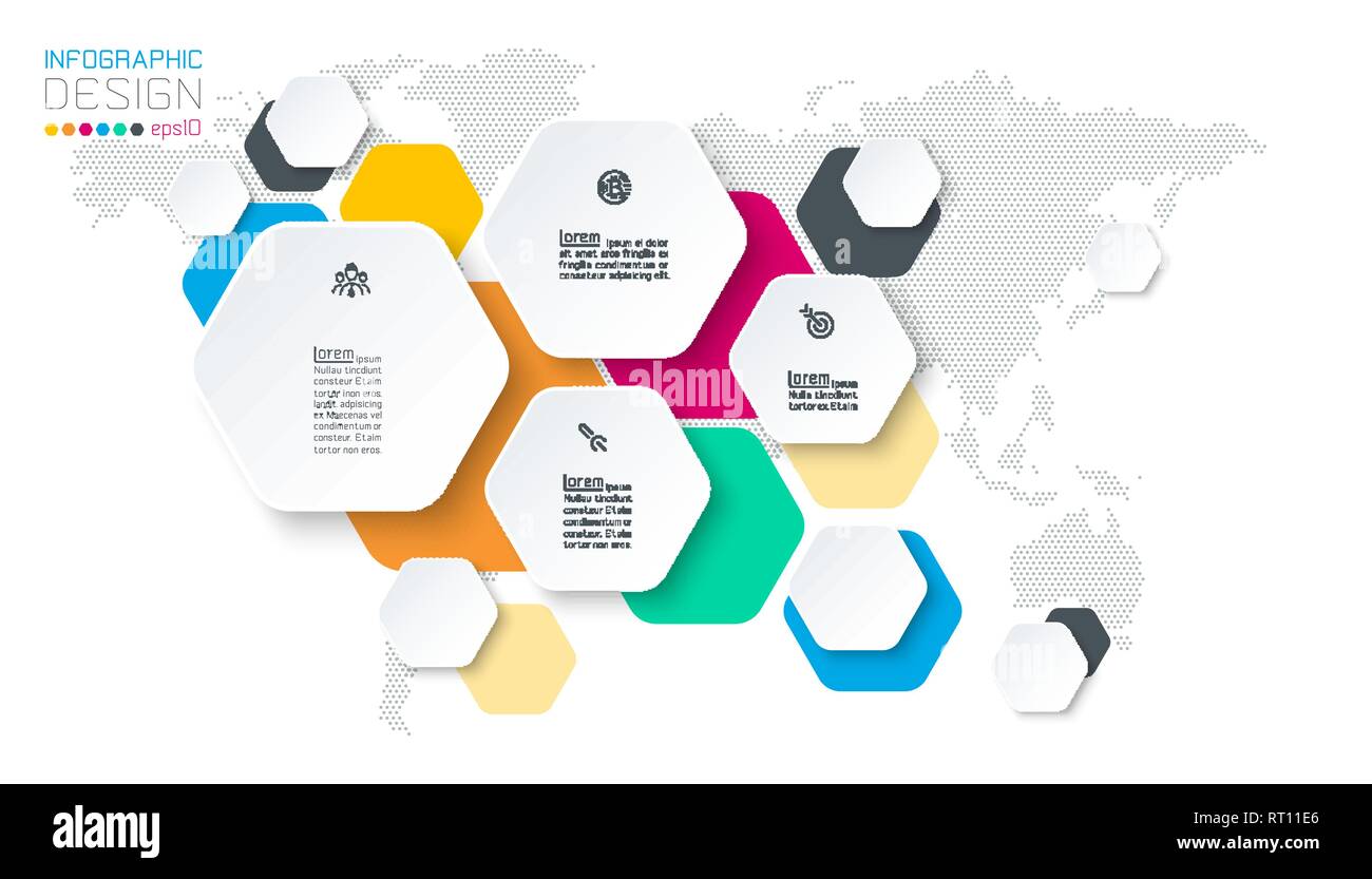 Hexagon inforgraphics on vector graphic art. Stock Vector