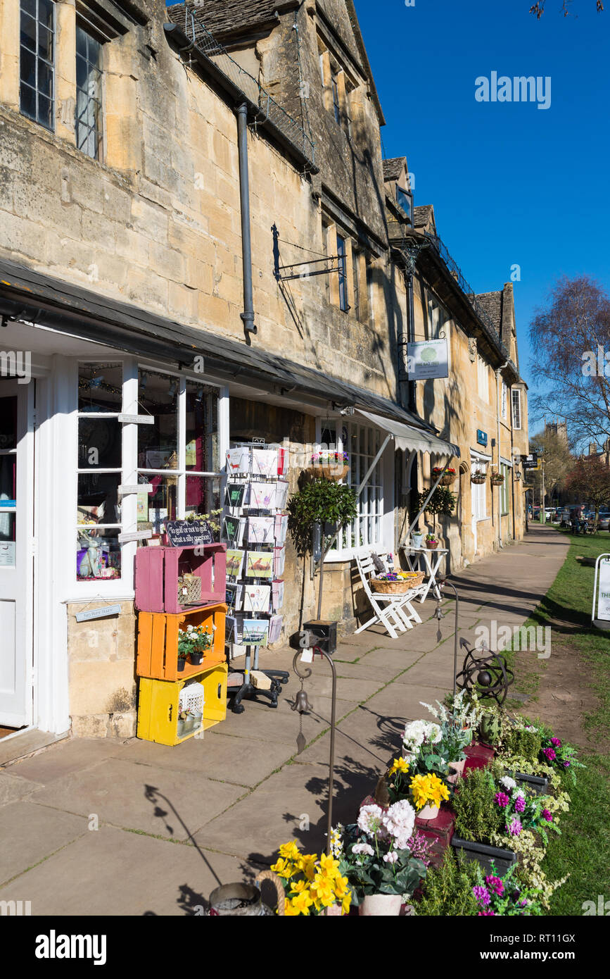 Row of shops in the pretty Cotswold market town of Chipping Campden