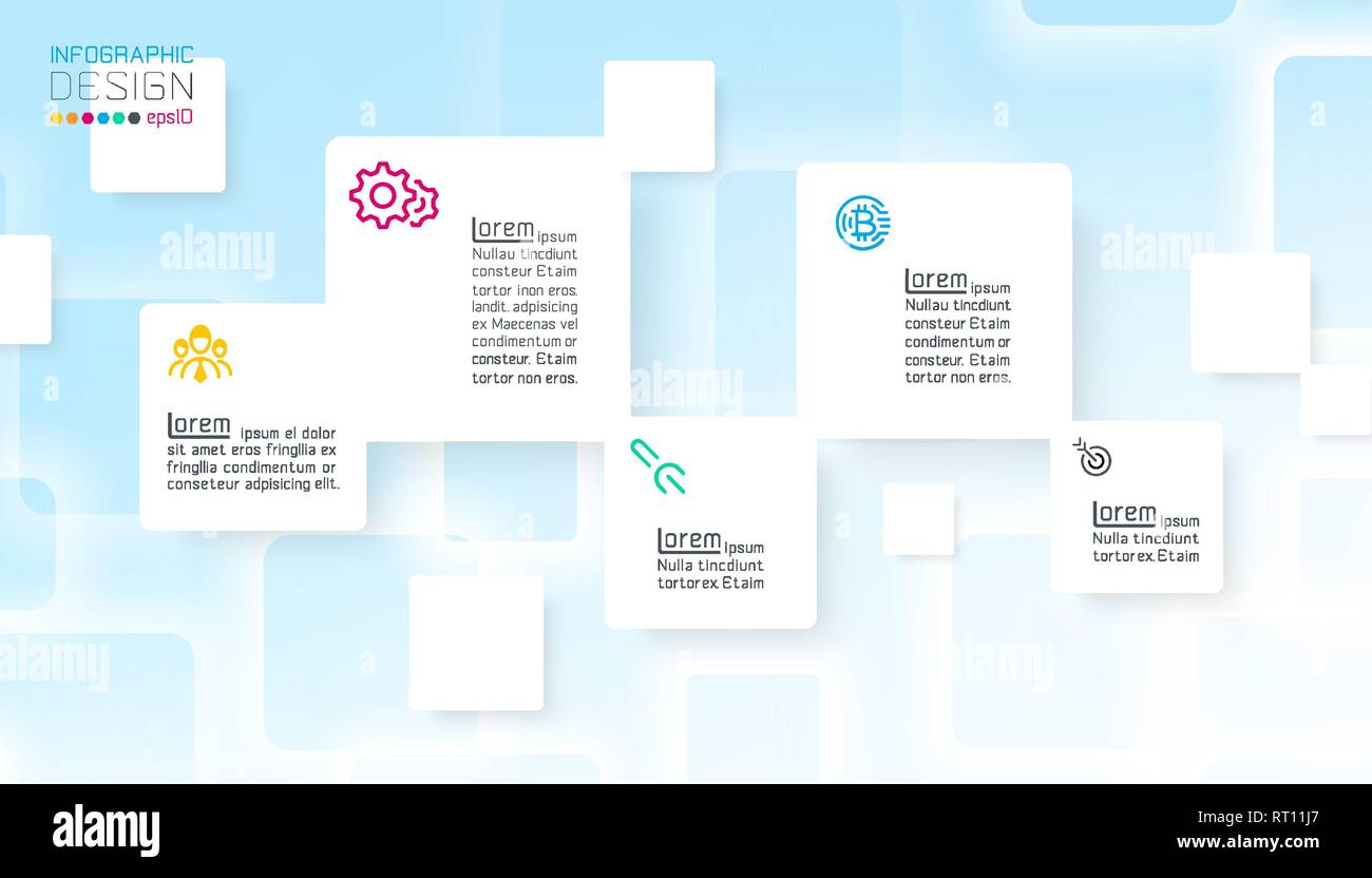 Square infographics on blue abstract background Stock Vector Image ...