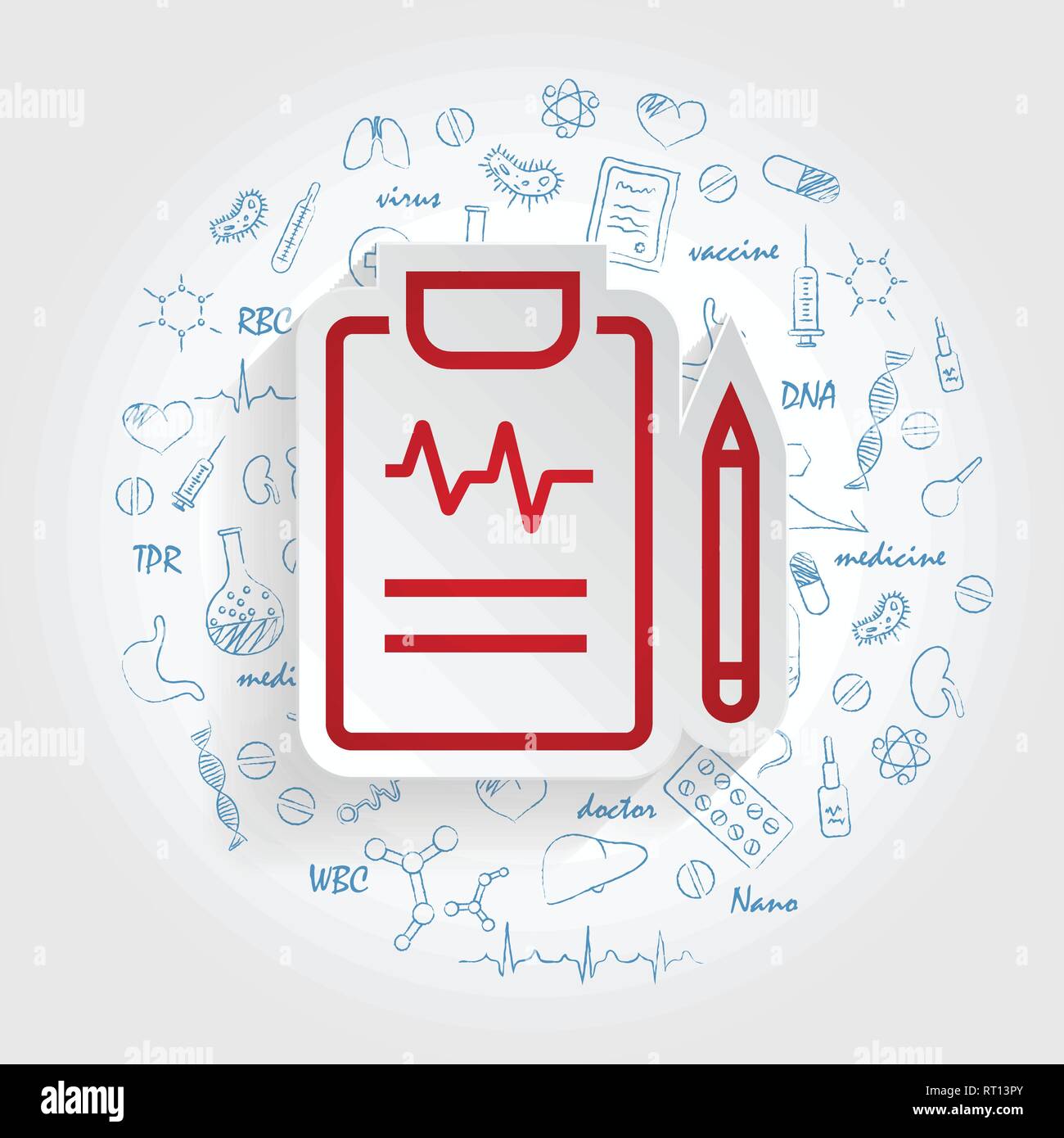 Medical Report vector icon for mobile application, button and website  design. Illustration isolated on handdrawn healthcare doodles background.  EPS 10 Stock Vector Image & Art - Alamy