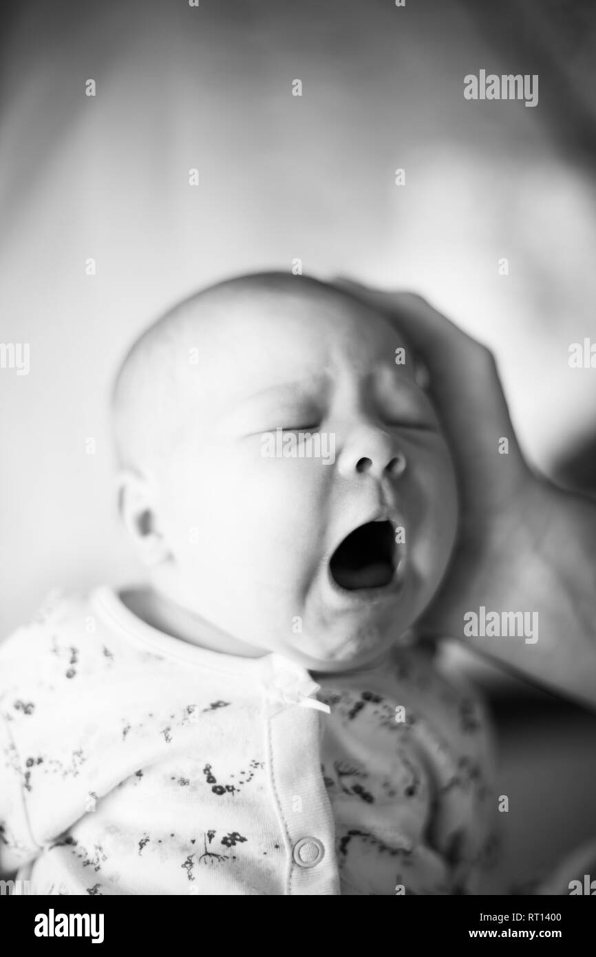 close up. portrait of a crying newborn baby. Stock Photo