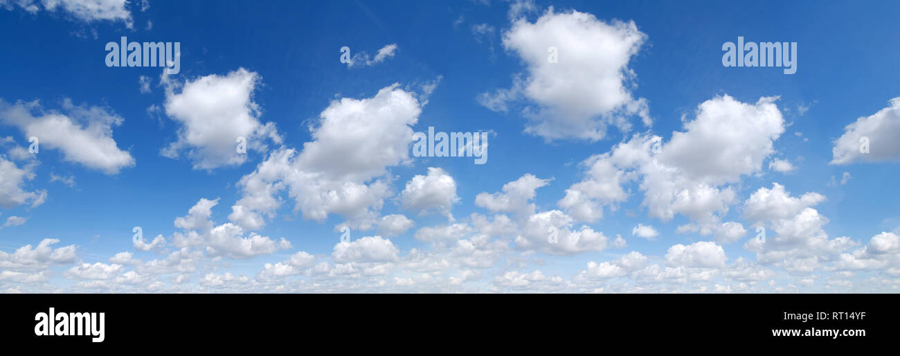 Cloudscape - Blue sky and white clouds, panorama Stock Photo - Alamy