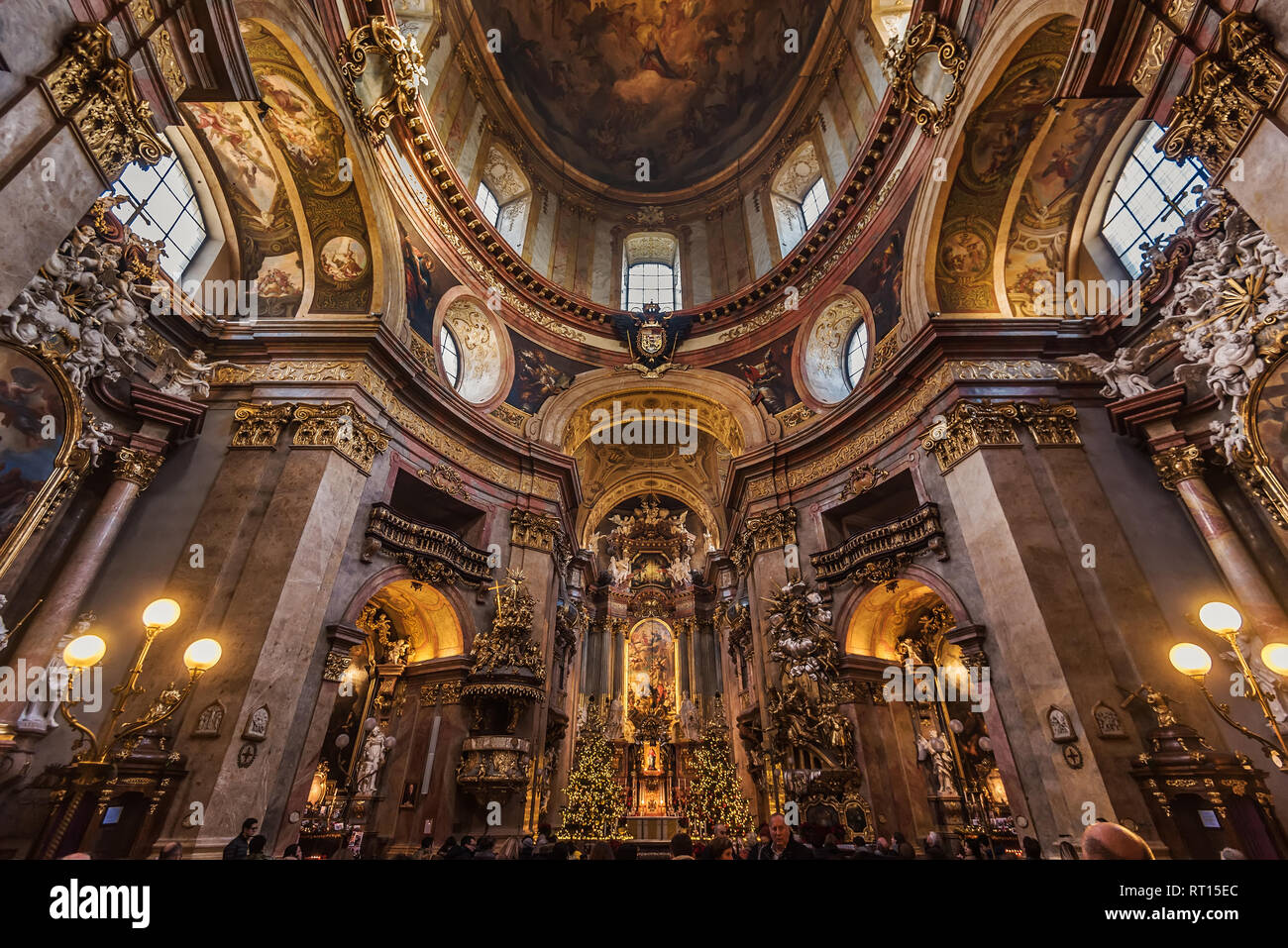 Vienna, Austria December 31, 2017. Christmas interior of st. Peter's