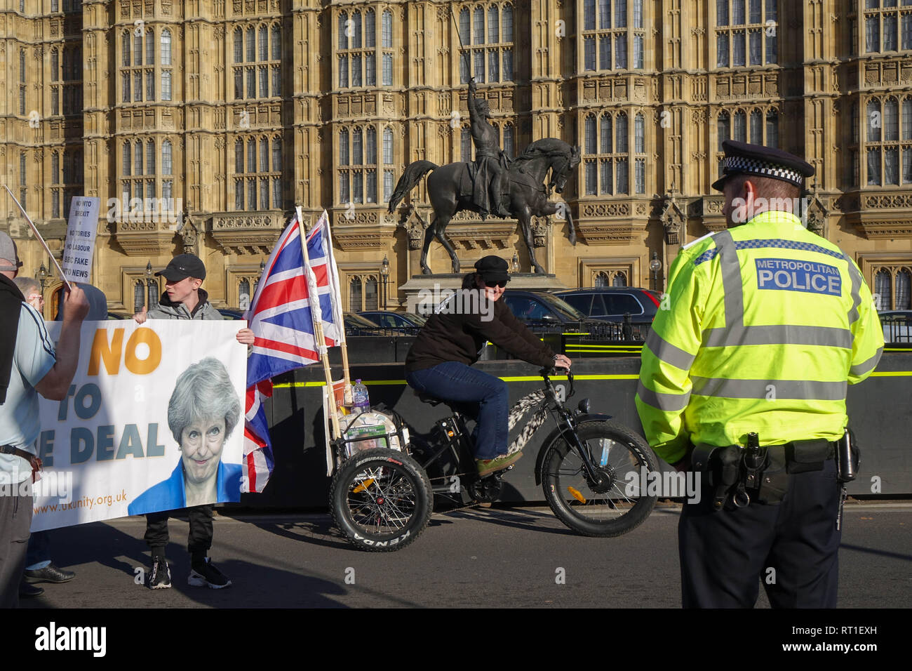 London, UK. 27th Feb, 2019. Pro-Brexit Activists demonstrate opposite Palace Of Westminster in London Credit: Thomas Krych/Alamy Live News Stock Photo