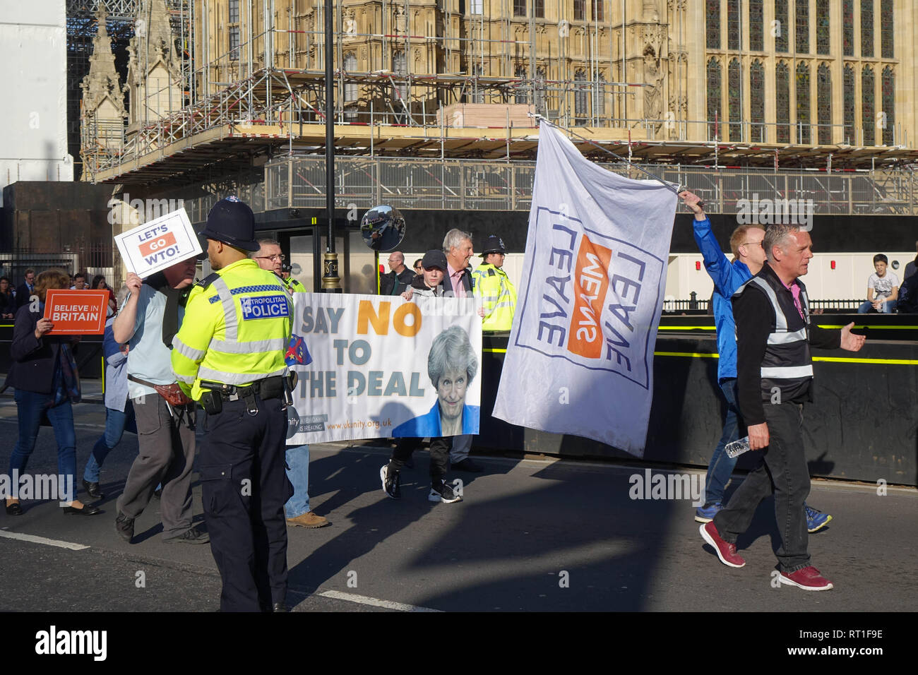London, UK. 27th Feb, 2019. Pro-Brexit Activists demonstrate opposite Palace Of Westminster in London Credit: Thomas Krych/Alamy Live News Stock Photo