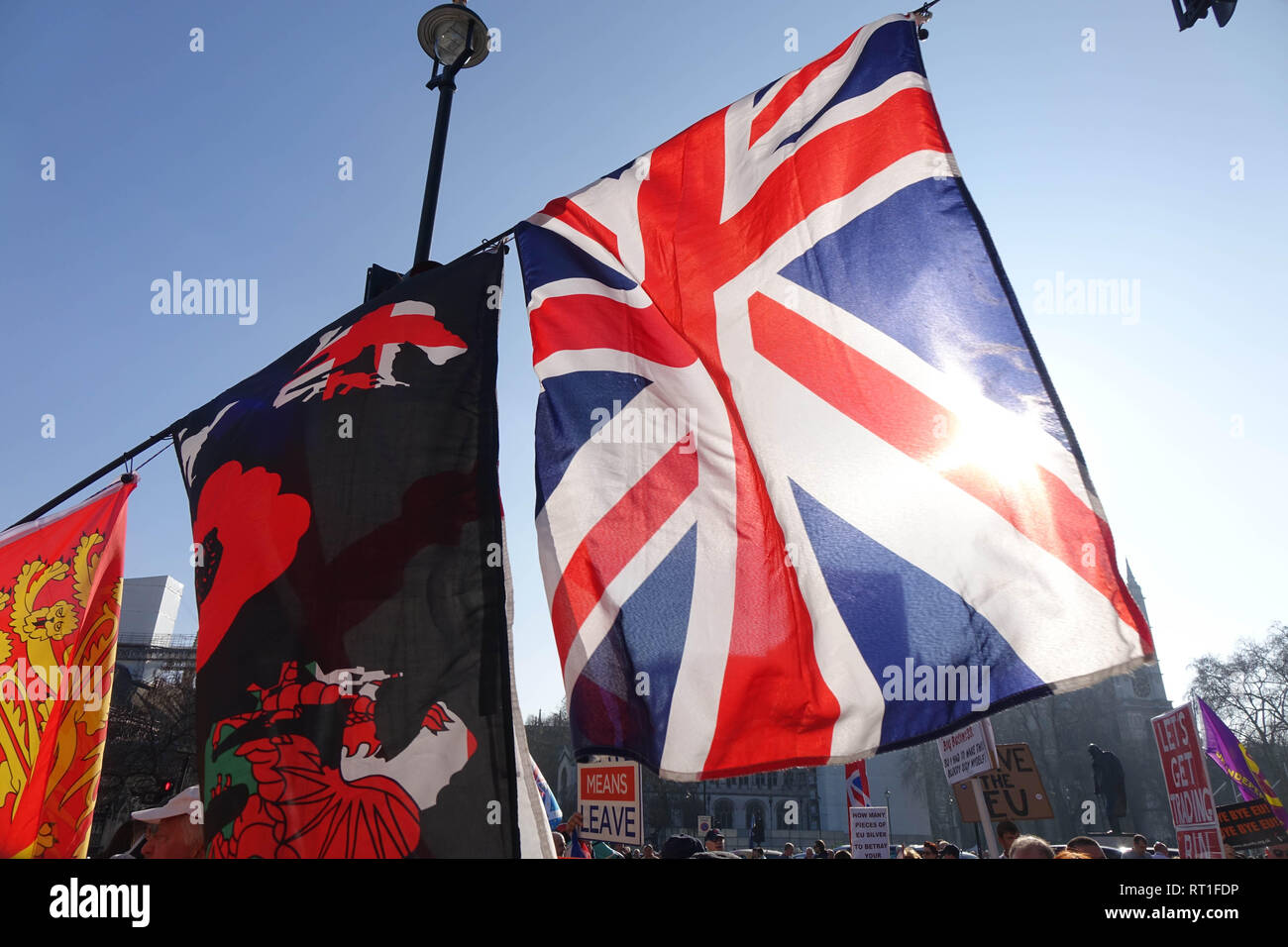 London, UK. 27th Feb, 2019. Pro-Brexit Activists demonstrate in Westminster, London Credit: Thomas Krych/Alamy Live News Stock Photo