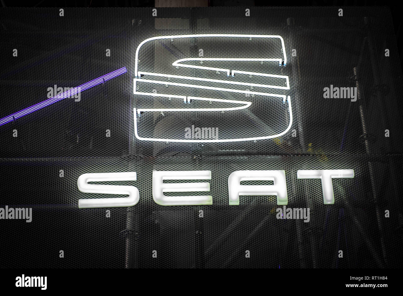 Barcelona, Catalonia, Spain. 27th Feb, 2019. The Logo Of The Car.