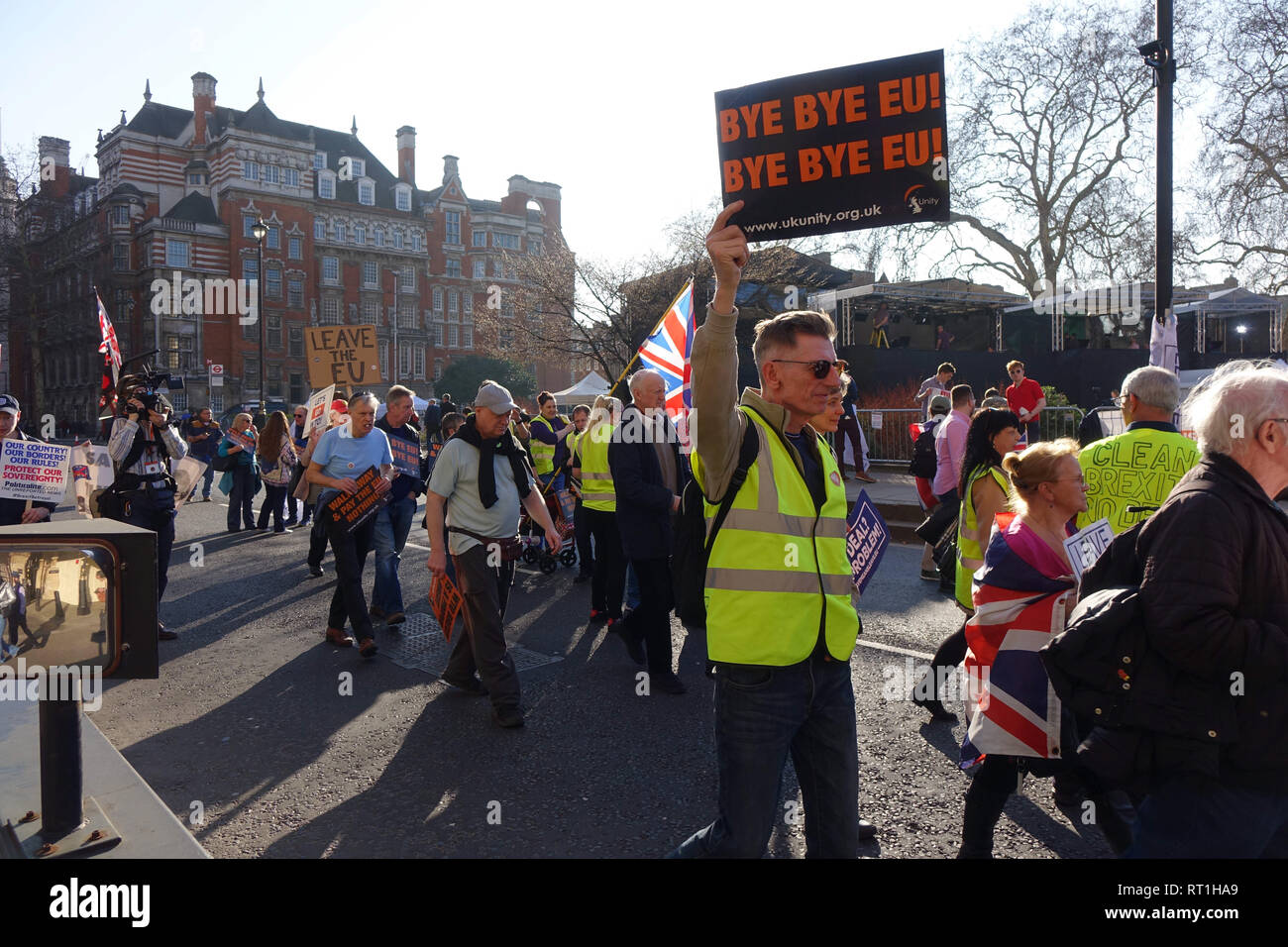 Westminster, London, UK. 27th Feb 2019. Pro-Brexit Activists demonstrate in Westminster, London. Credit: Thomas Krych/Alamy Live News Stock Photo
