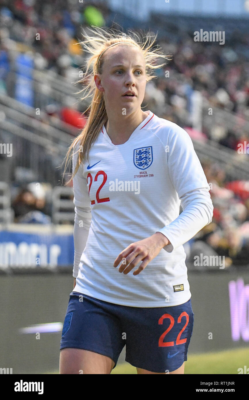 Beth Mead of England womens football 2019 world cup friendly - Beth Mead in the SheBelieves Cup featuring the England women's national football team versus the Brazil women's national football team. Professional women footballers on the pitch - professional women soccer player  Credit: Don Mennig/Alamy Live News Stock Photo
