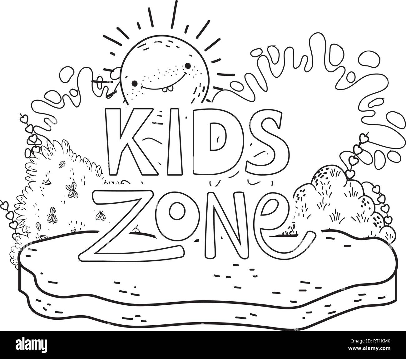 happy kids zone word label with landscape Stock Vector Image & Art Alamy
