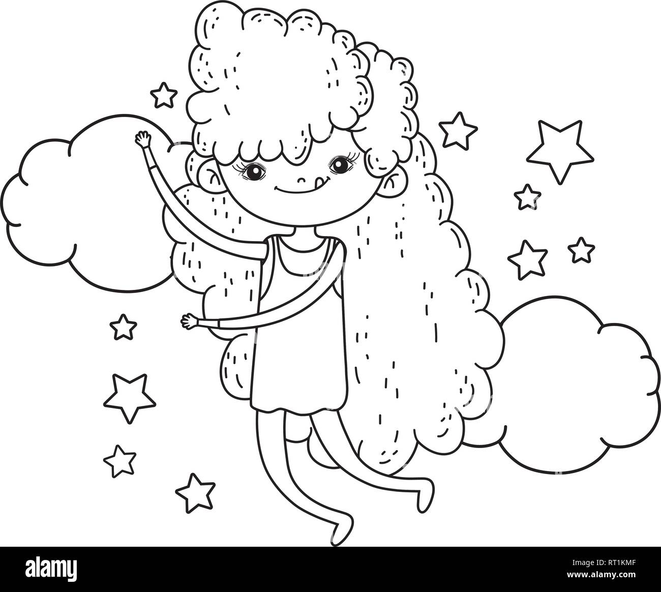 cute little girl with clouds scene Stock Vector Image & Art - Alamy