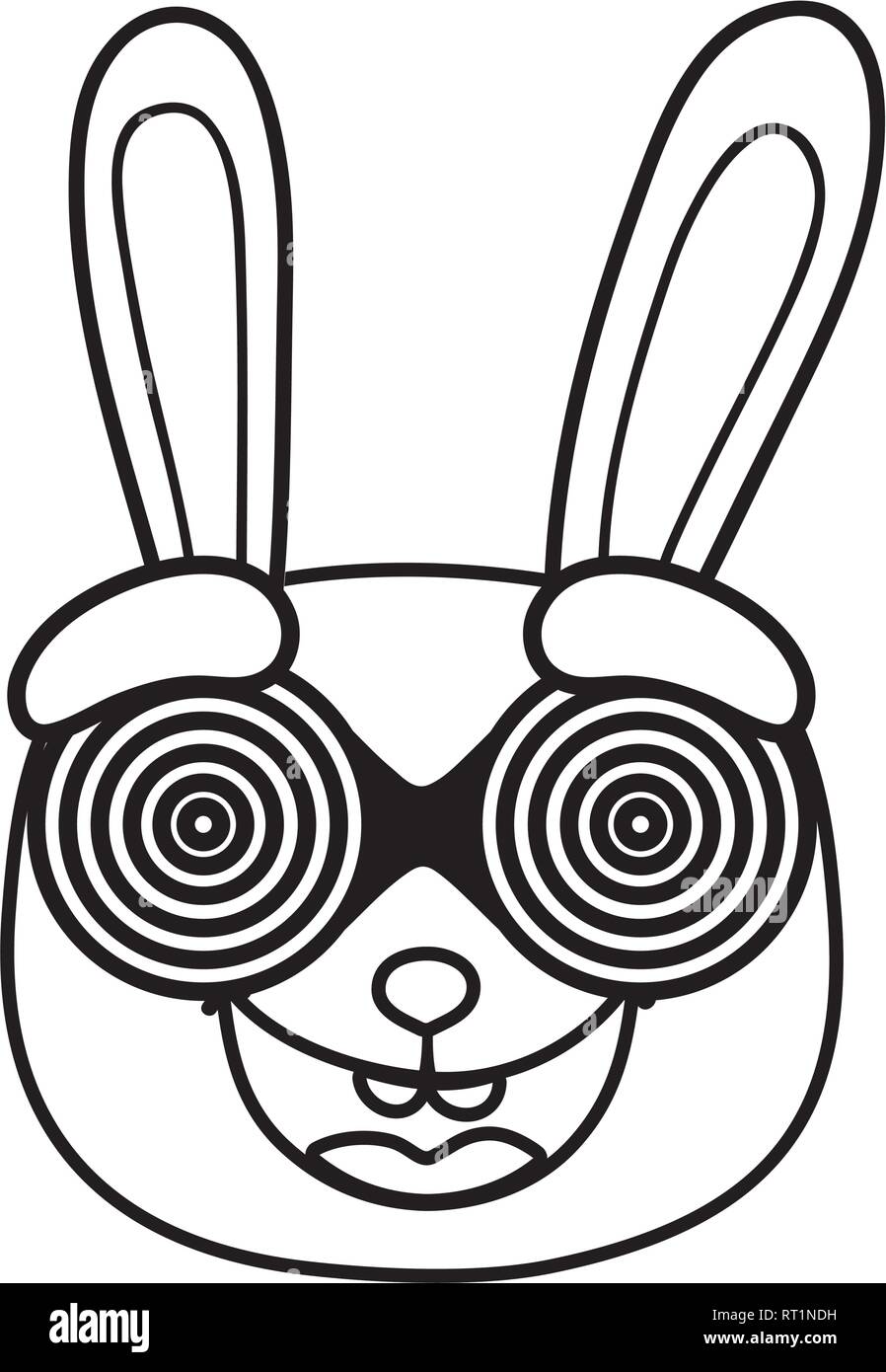 rabbitt crazy with glasses spiral fools day character Stock Vector ...