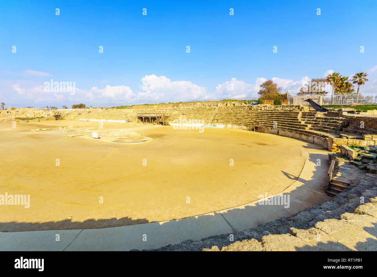 View of the Roman Amphitheater in Caesarea National Park, Northern ...