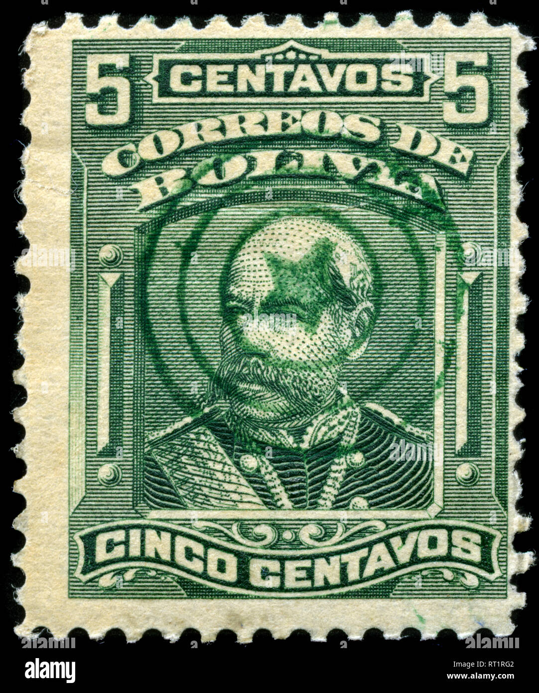 Postage stamp from Bolivia in the v series issued in 1913 Stock Photo