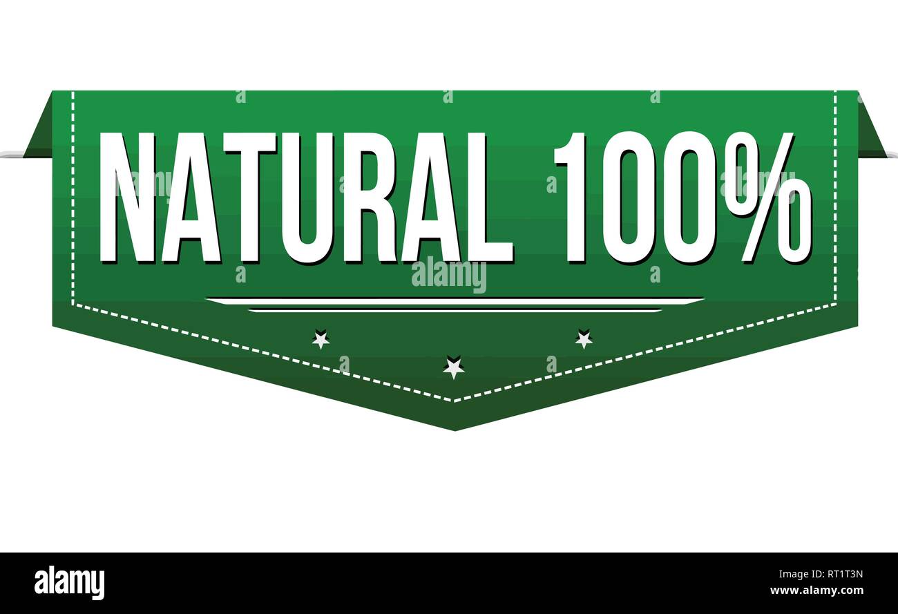 Natural 100%  banner design on white background, vector illustration Stock Vector