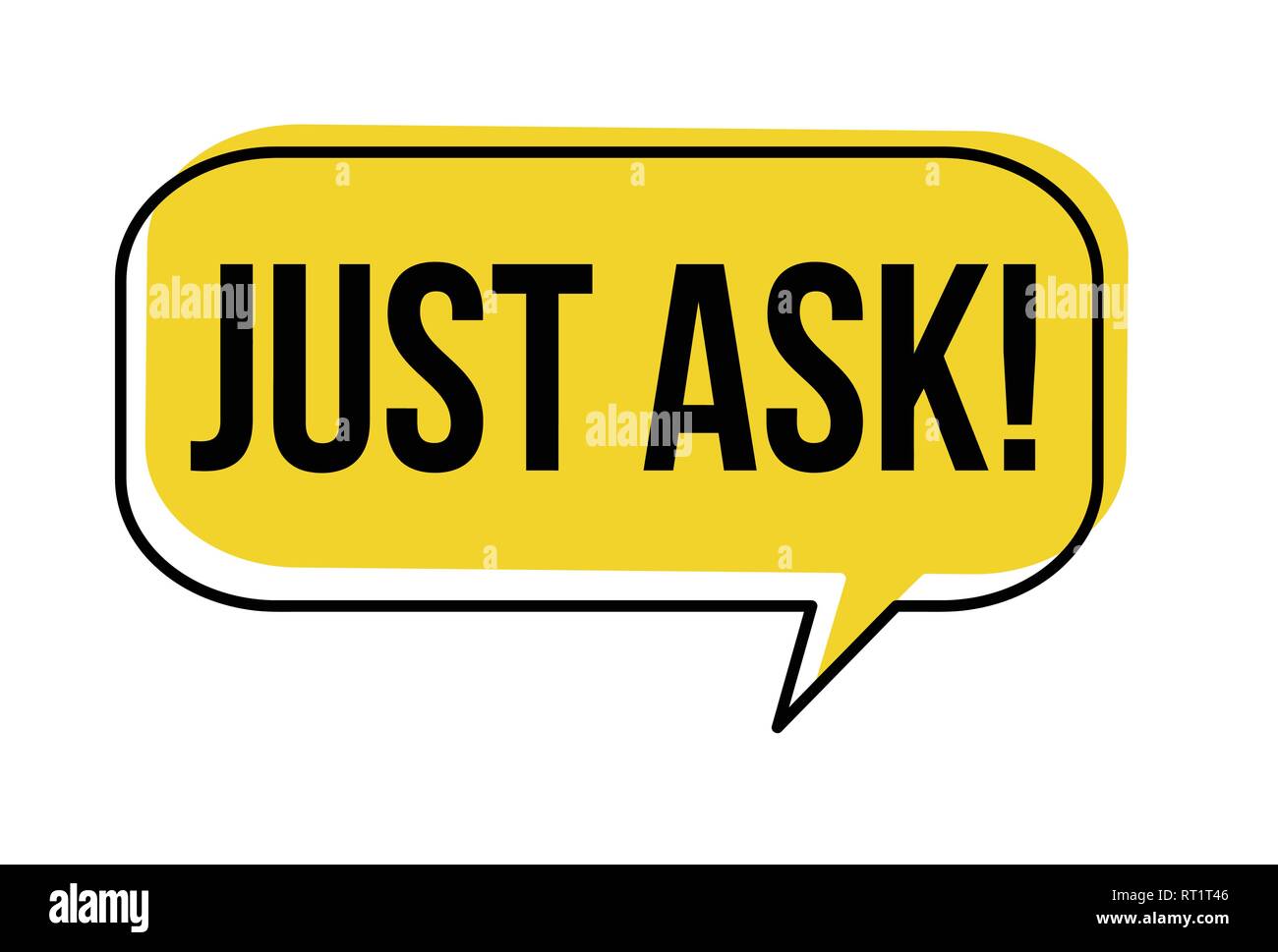 Just ask speech bubble on white background, vector illustration Stock
