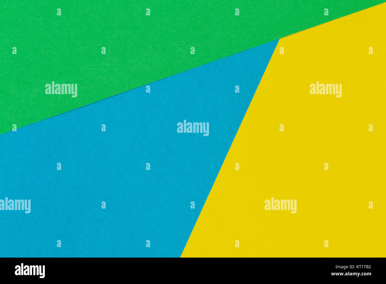 Geometric flat lay yellow green blue color paper background Stock Photo ...