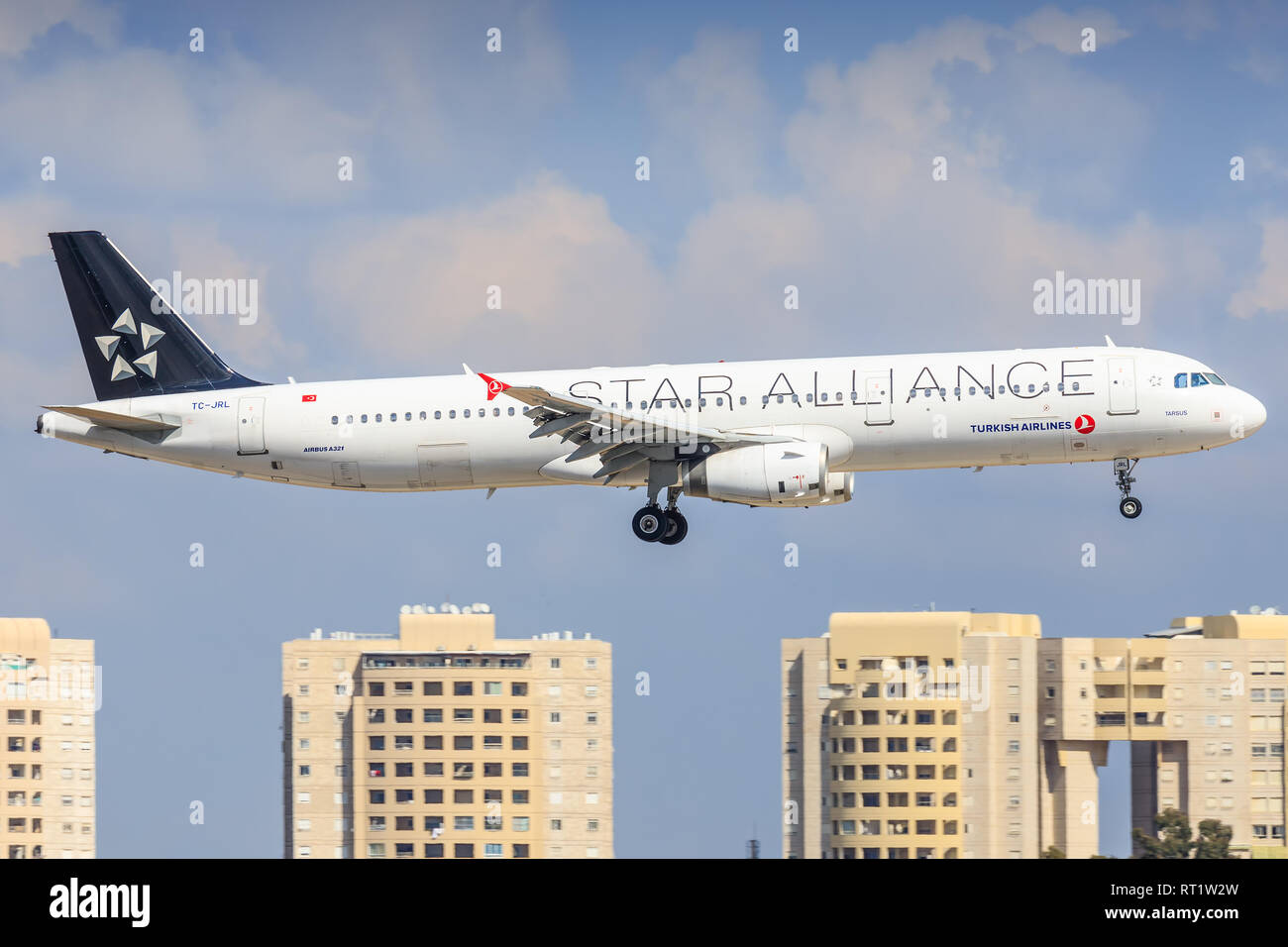 TEL AVIV, ISRAEL-February 24, 2019: Airbus a320 from Turkys At Ben-Gurion international Airport. Stock Photo