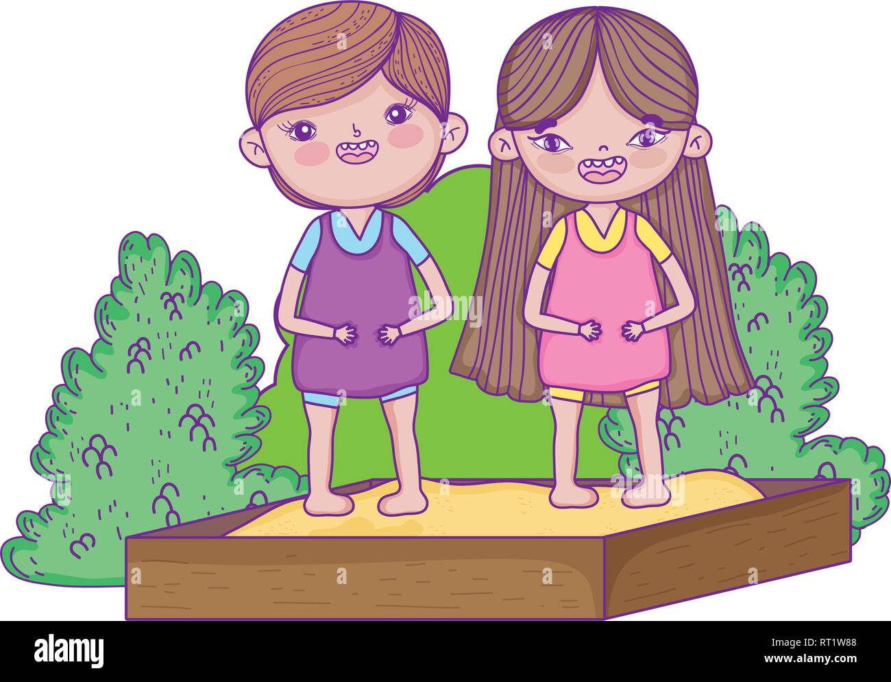 little kids couple in the landscape Stock Vector Image & Art - Alamy