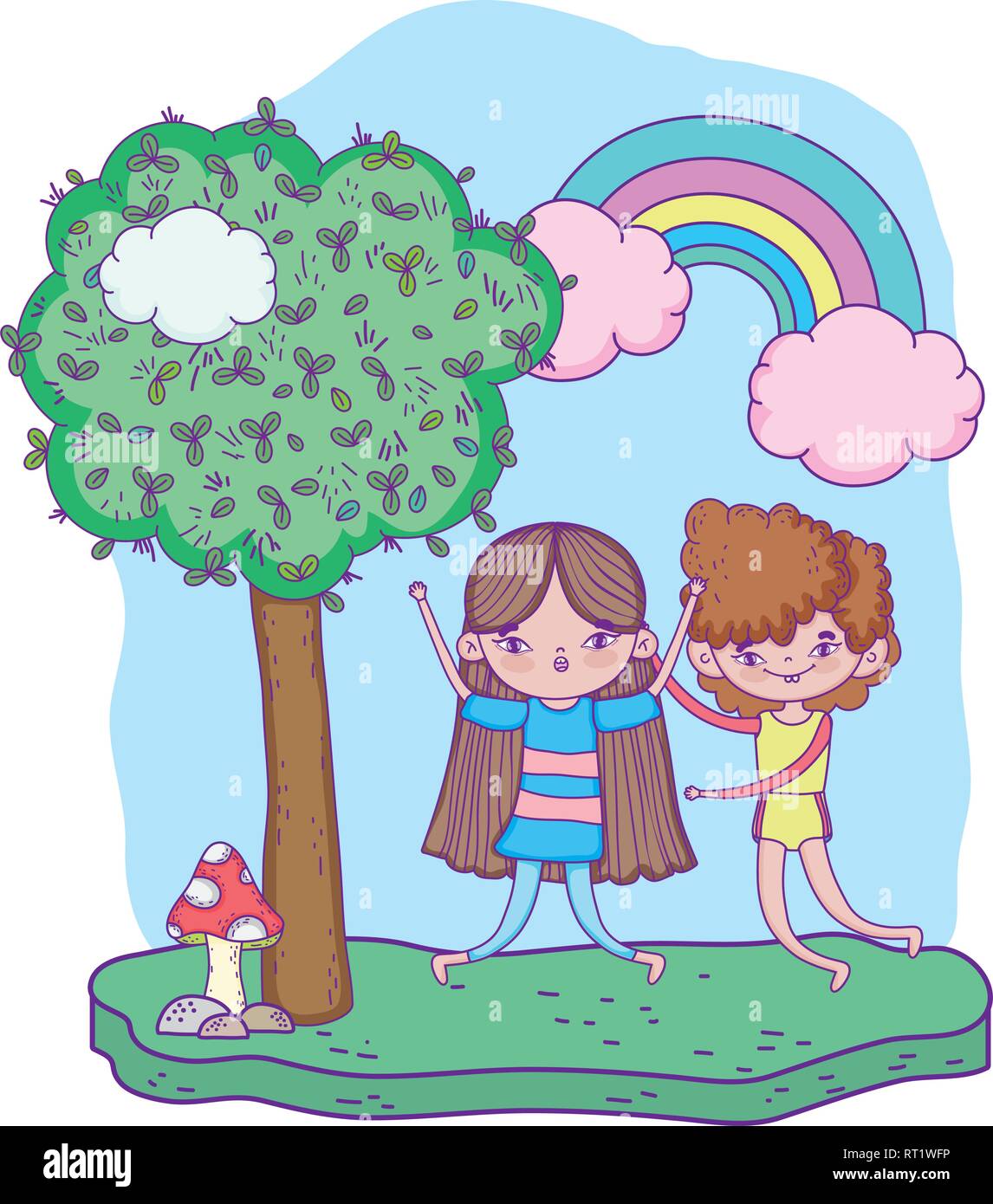 little kids couple in the landscape Stock Vector Image & Art - Alamy
