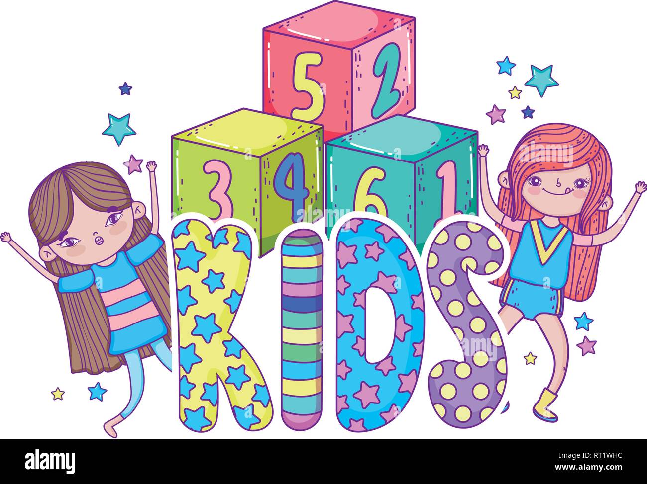 Numbers Block Girl little girls with blocks of numbers toy Stock Vector Image & Art - Alamy