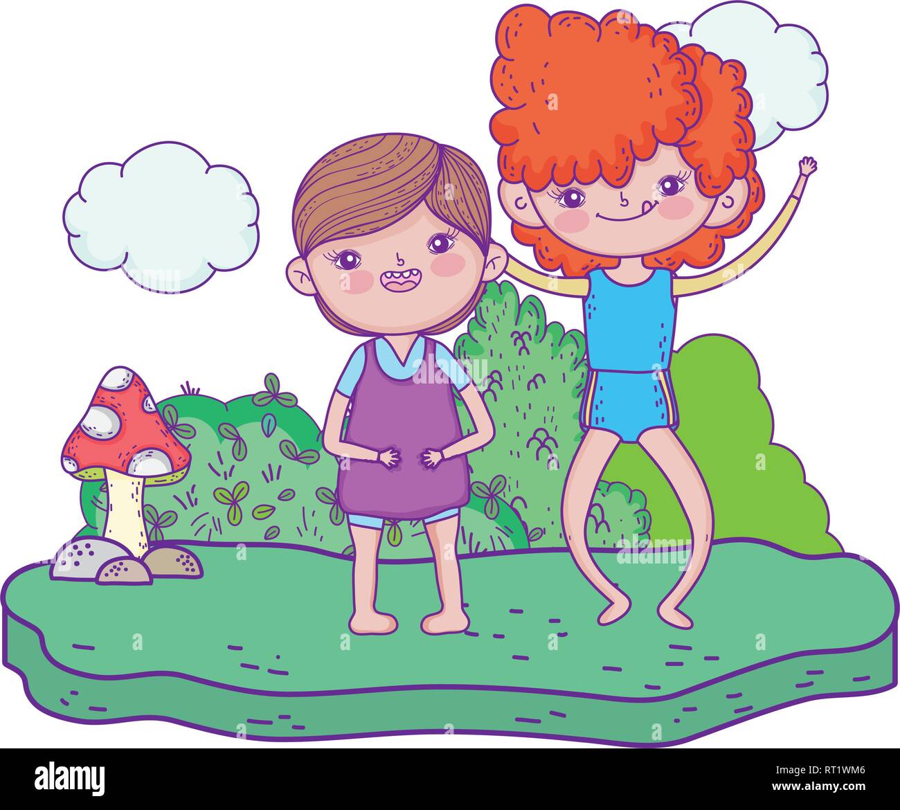 little kids couple in the landscape Stock Vector Image & Art - Alamy