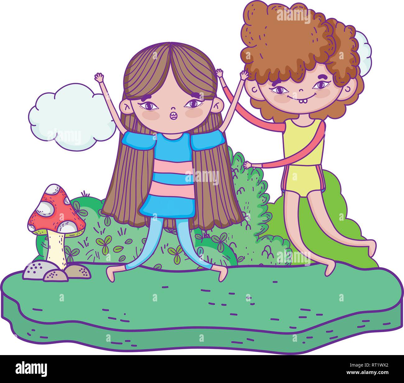 little kids couple in the landscape Stock Vector Image & Art - Alamy