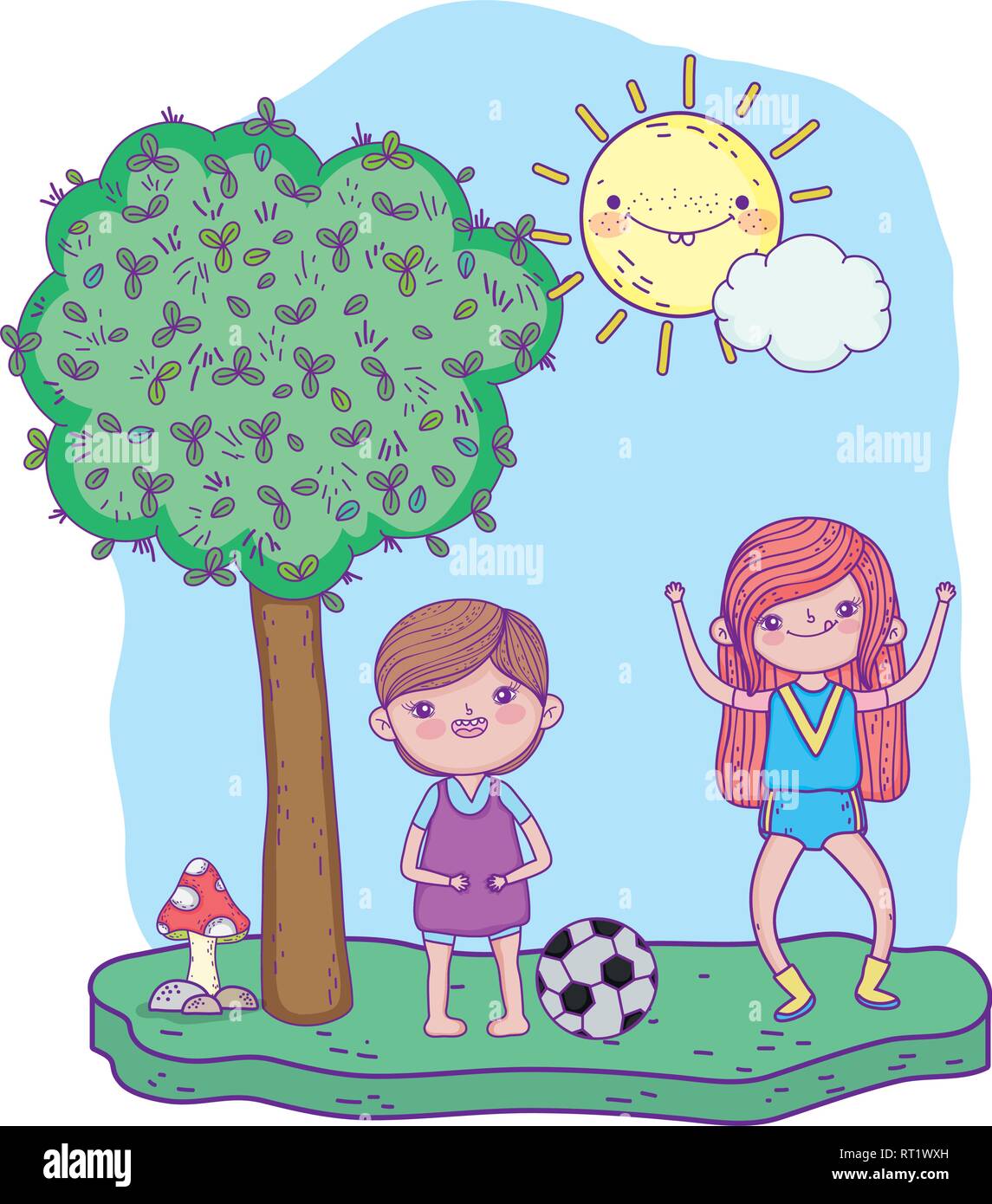 little kids couple in the landscape Stock Vector Image & Art - Alamy