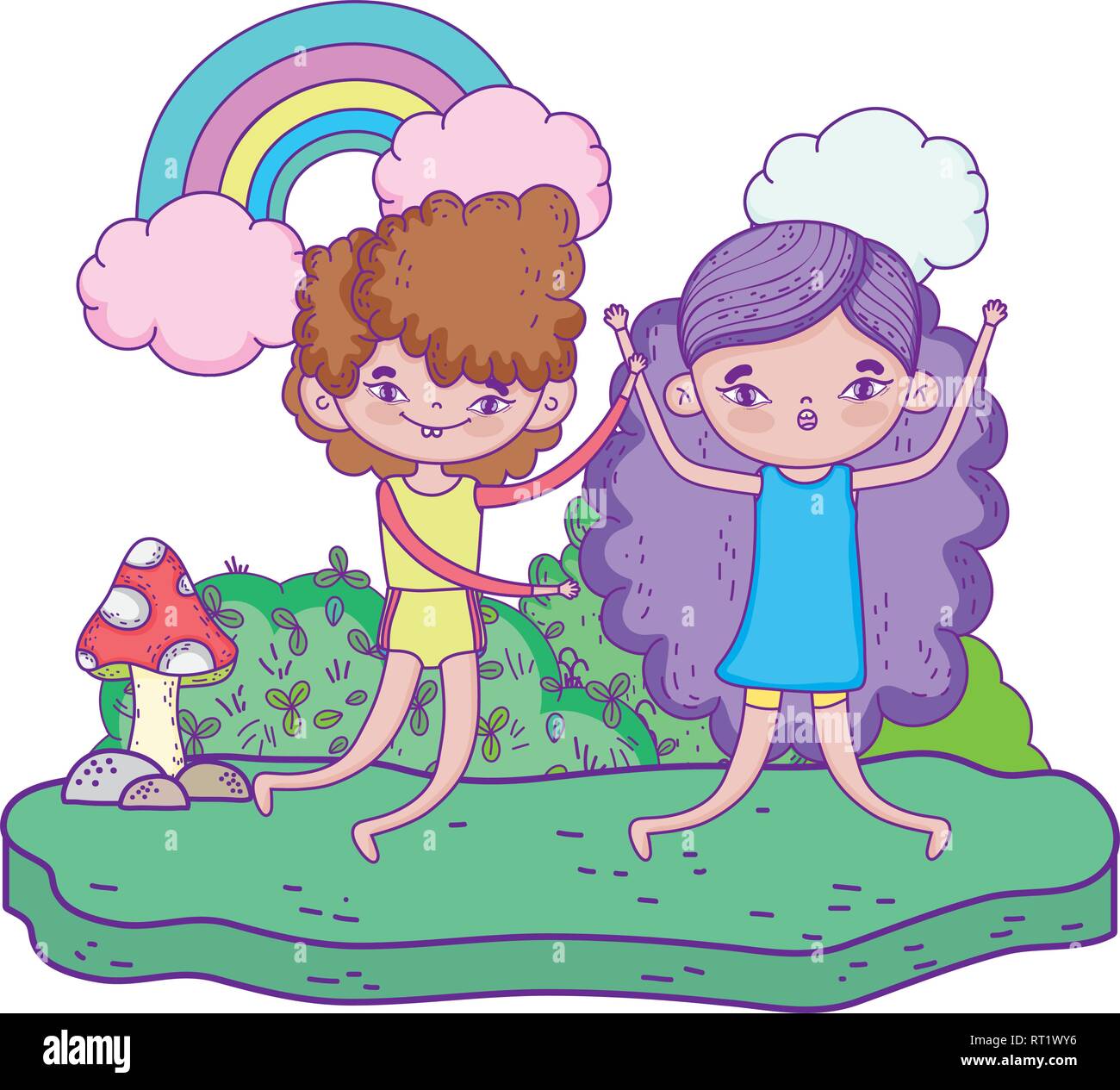 little kids couple in the landscape Stock Vector Image & Art - Alamy