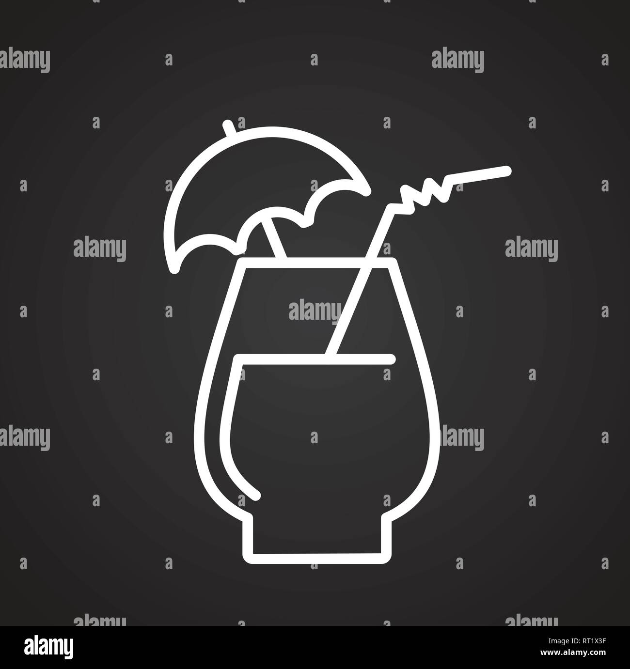 Cocktail line icon on black background for graphic and web design ...