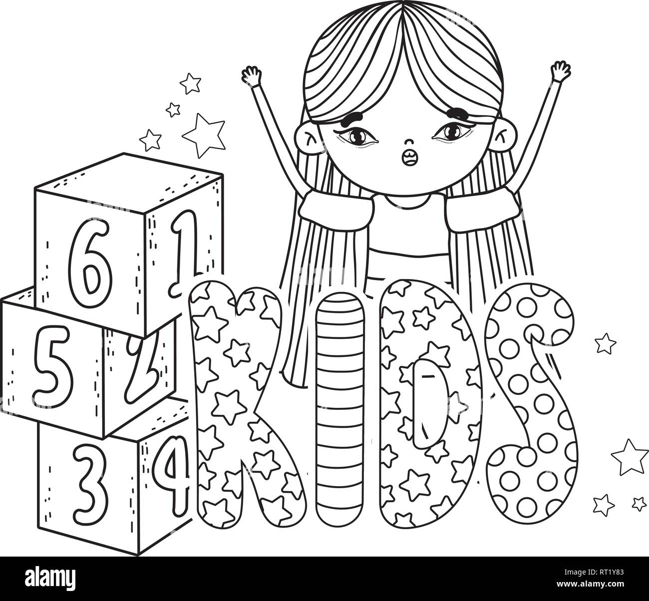 Numbers Block Girl little girl with blocks of numbers toy Stock Vector Image & Art - Alamy
