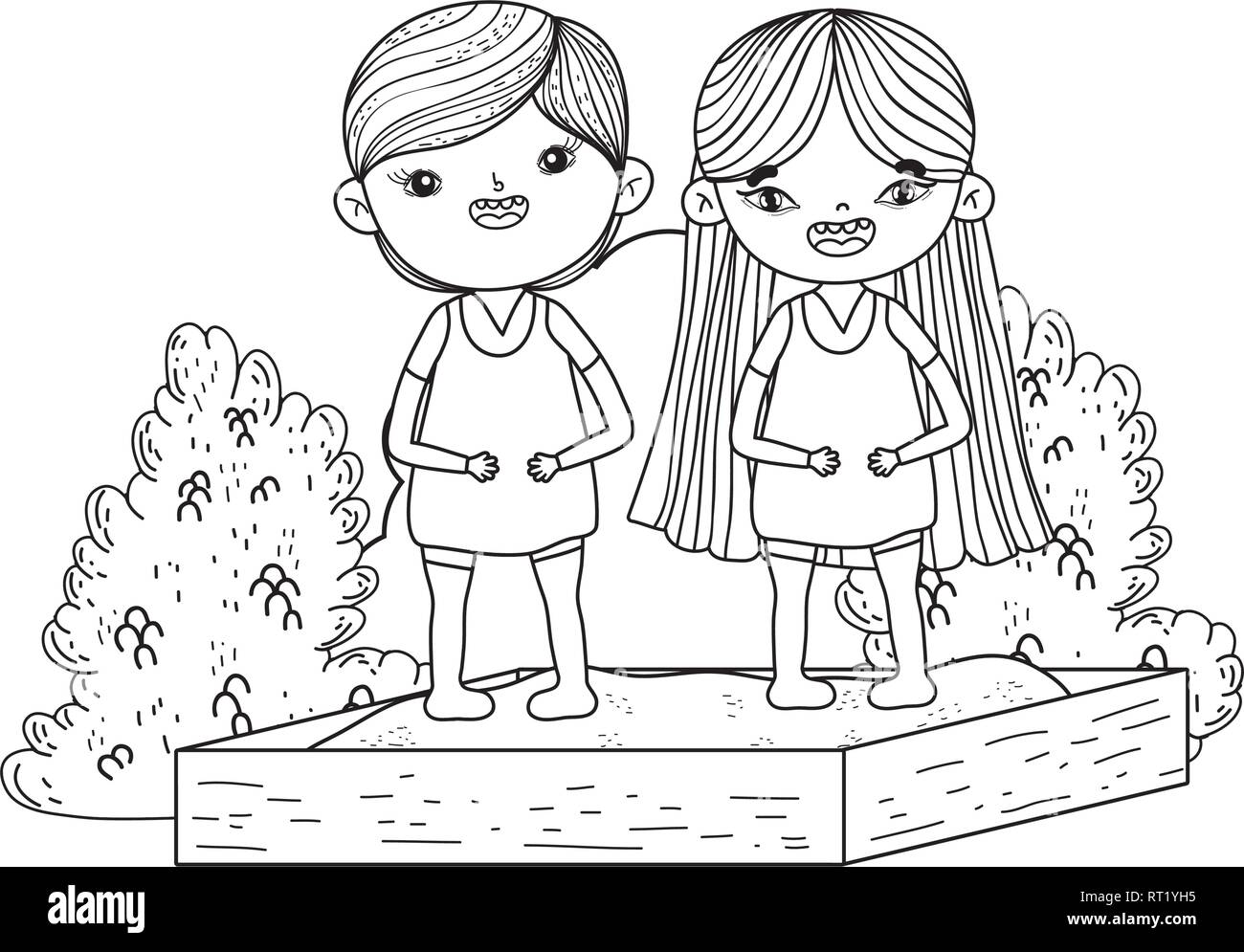 little kids couple in the landscape Stock Vector Image & Art - Alamy
