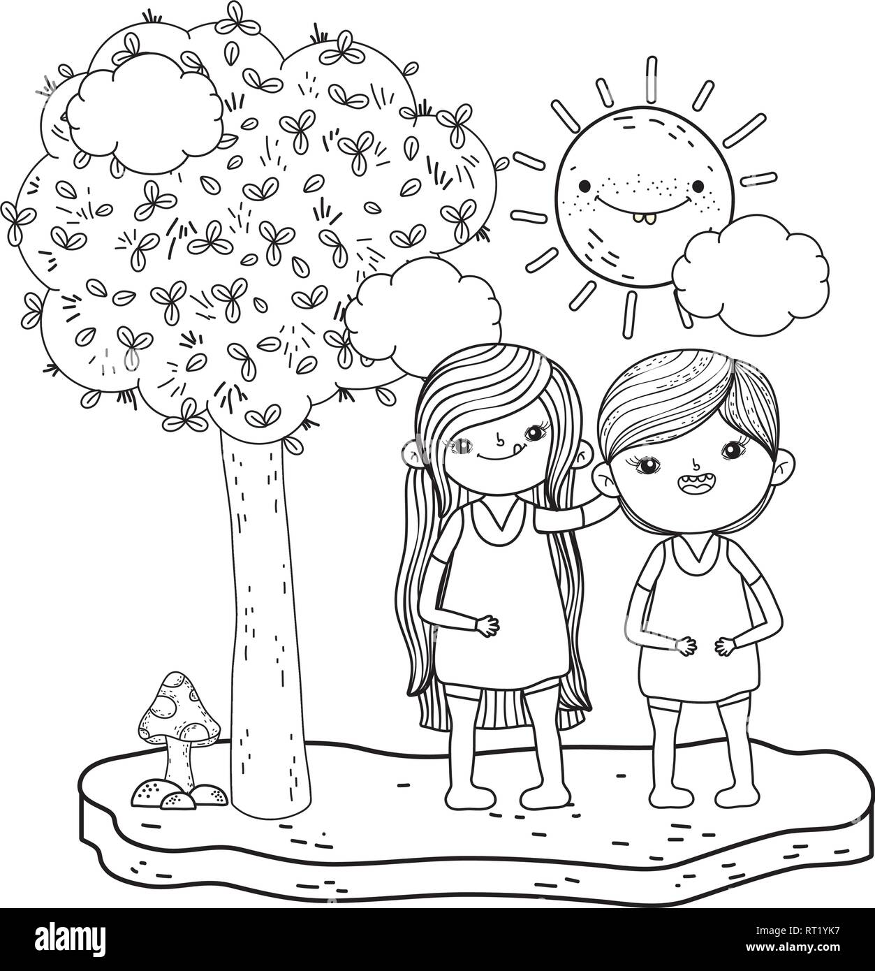 little kids couple in the landscape Stock Vector Image & Art - Alamy