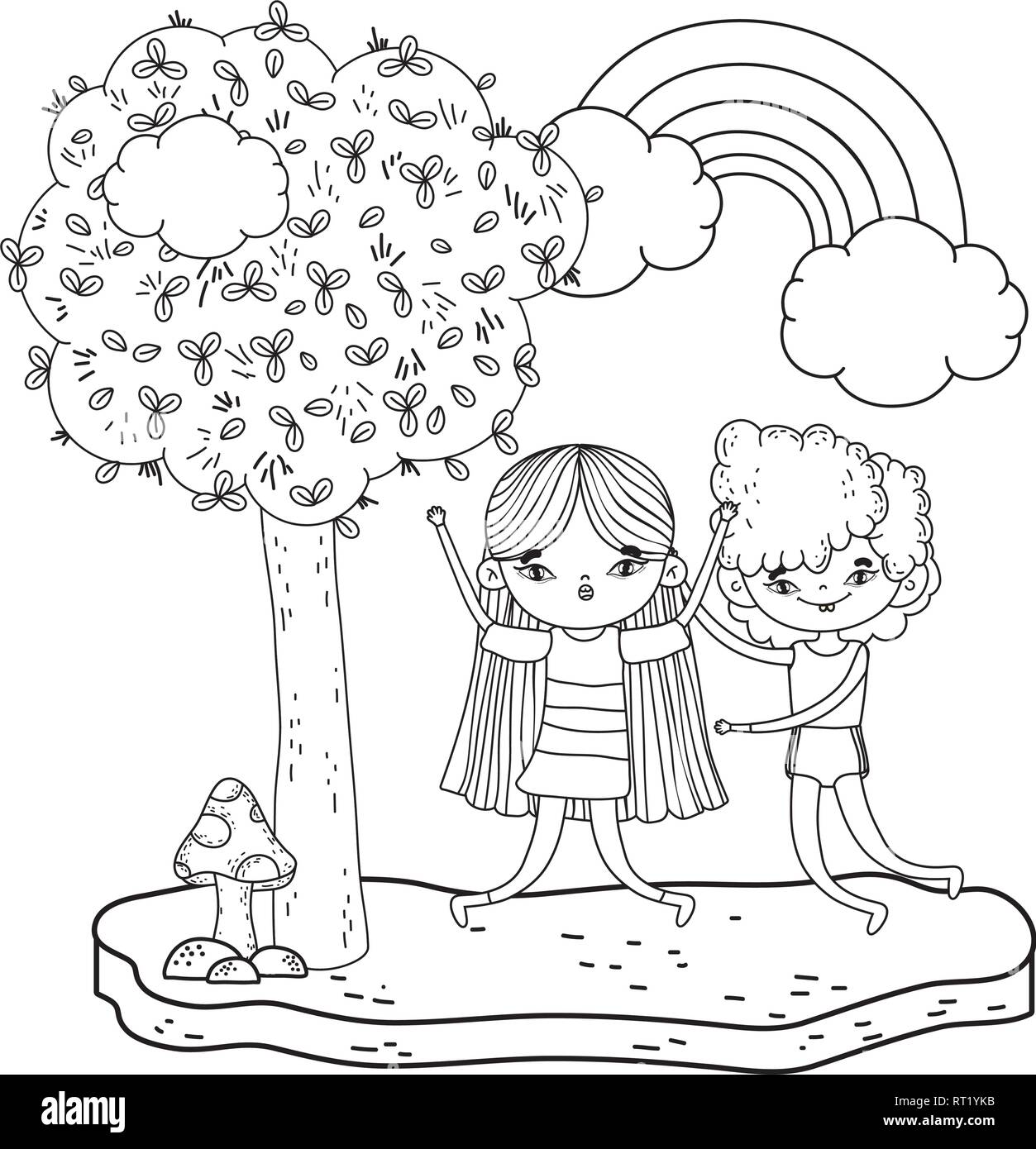 little kids couple in the landscape Stock Vector Image & Art - Alamy