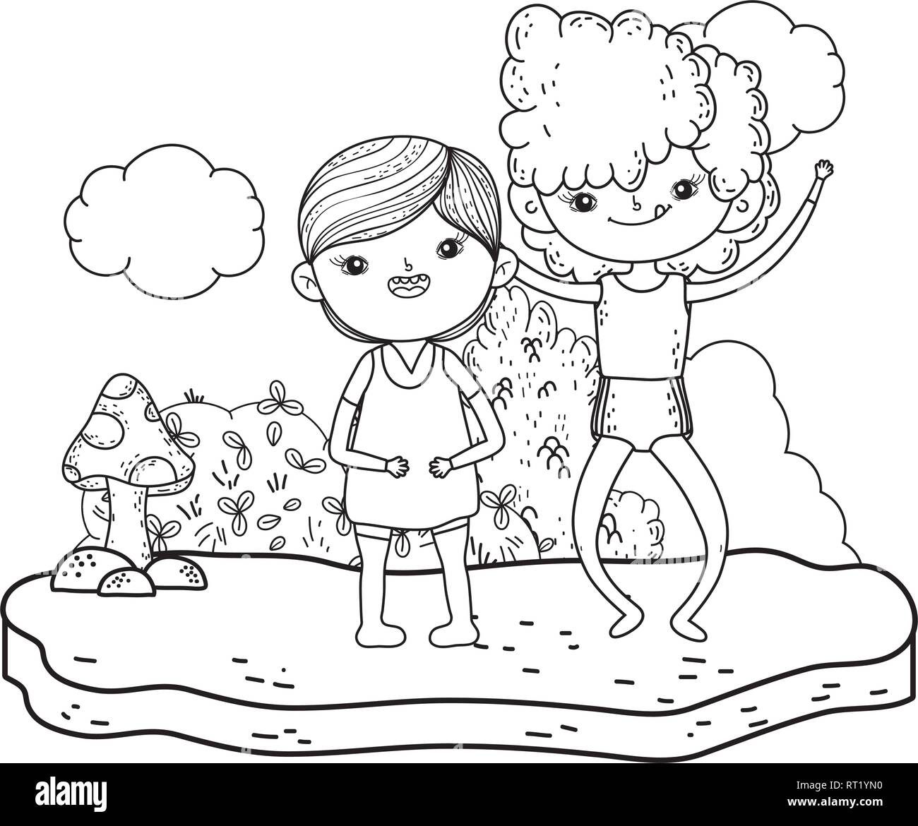 little kids couple in the landscape Stock Vector Image & Art - Alamy