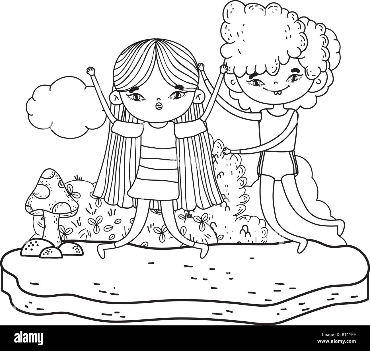 little kids couple in the landscape Stock Vector Image & Art - Alamy
