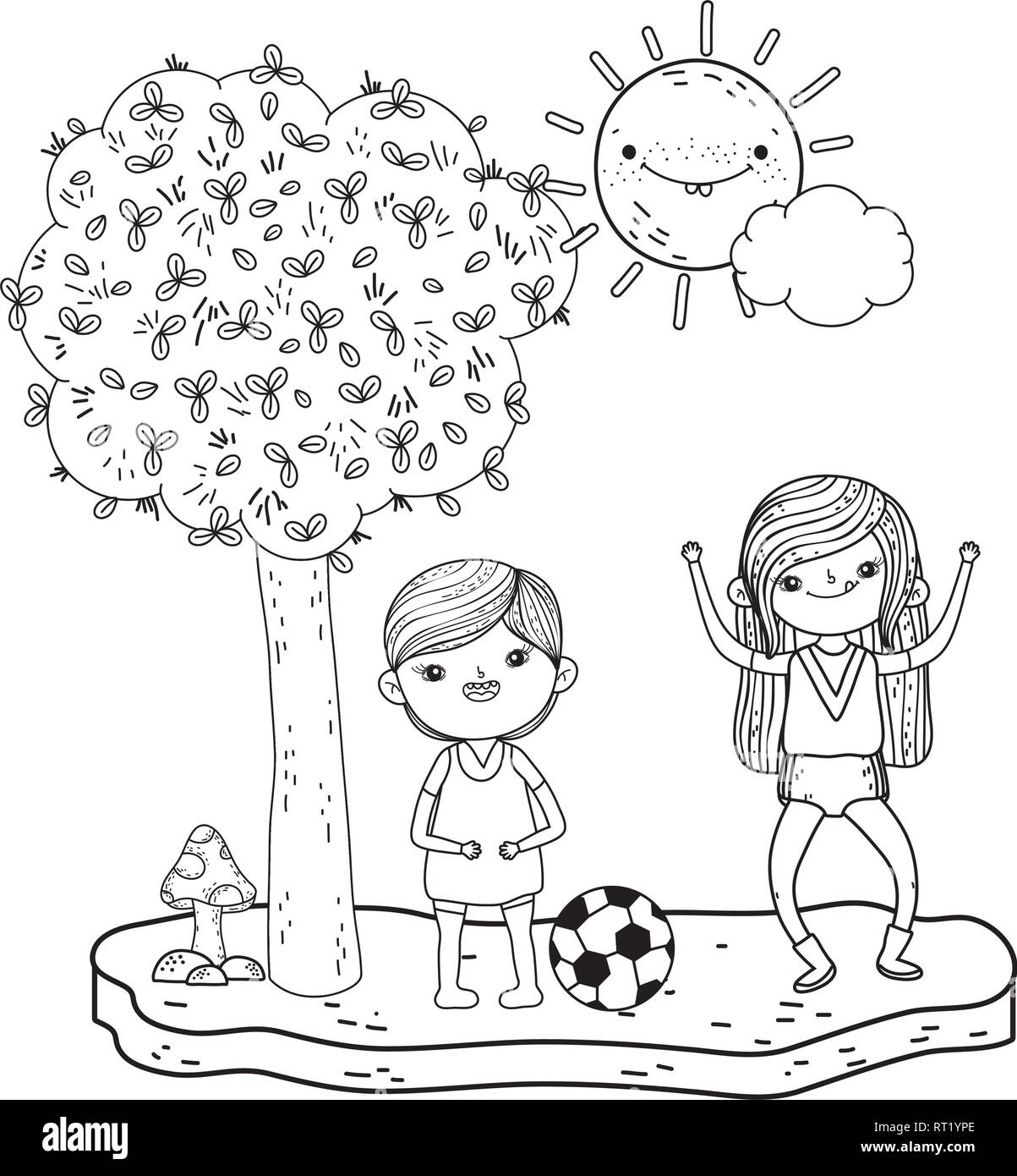 little kids couple in the landscape Stock Vector Image & Art - Alamy
