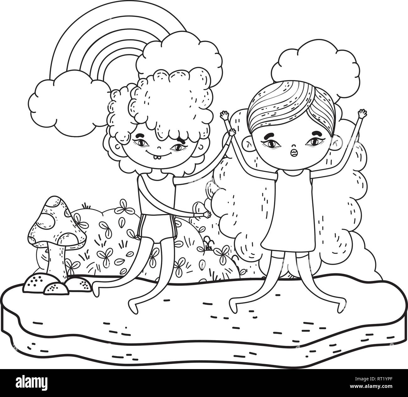 little kids couple in the landscape Stock Vector Image & Art - Alamy